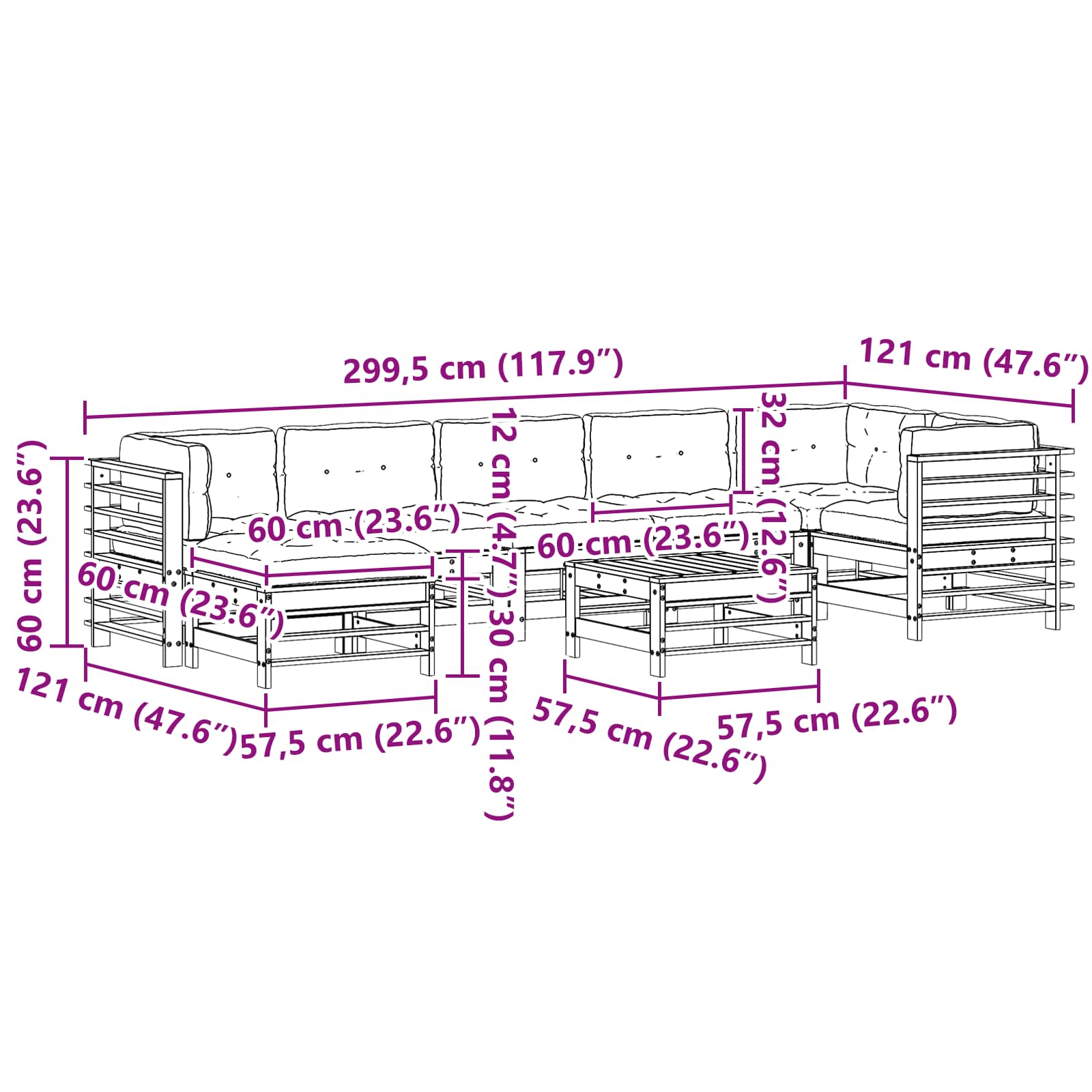 Set lounge namještaja za vrt 8 pcs Voštanosmeđa