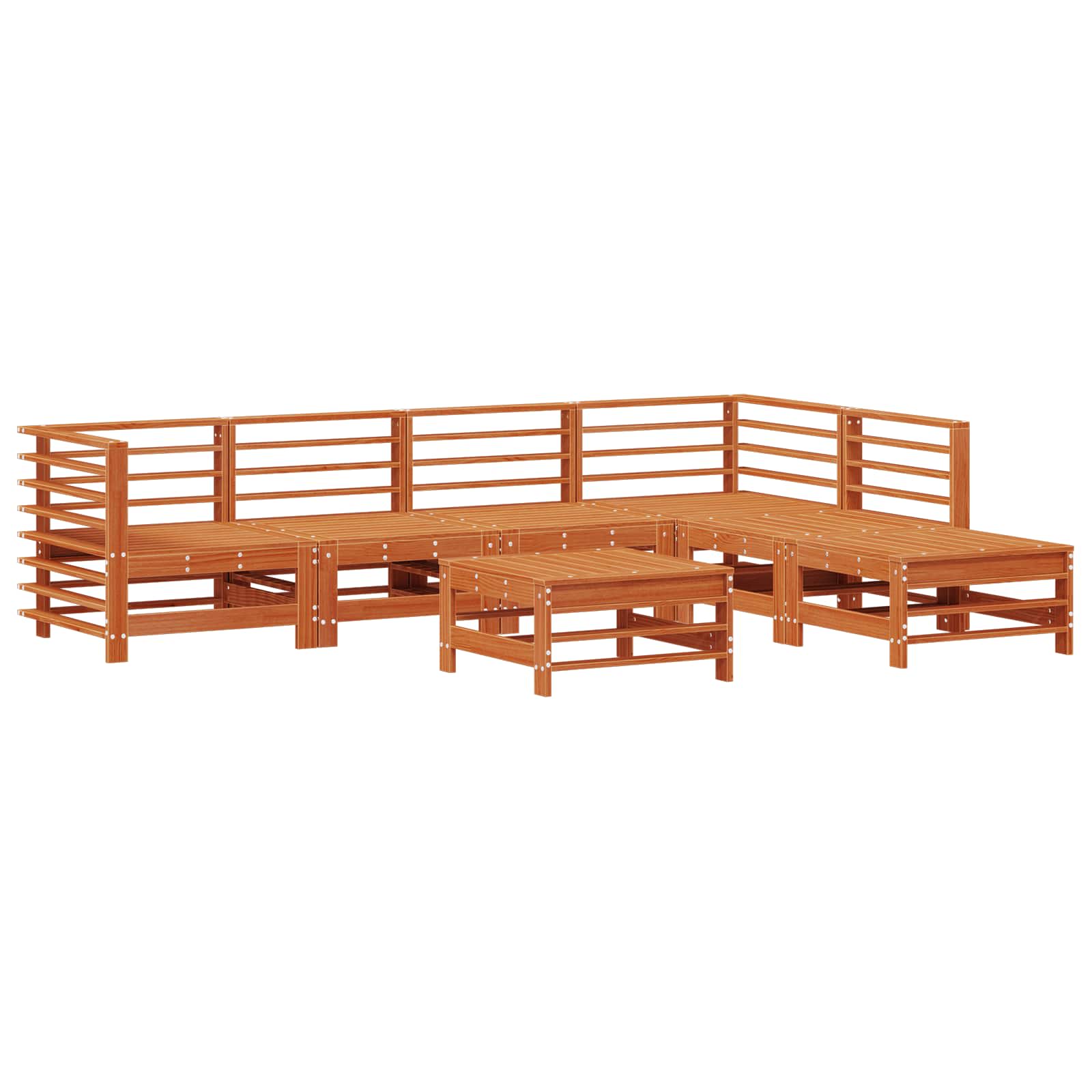 Set lounge namještaja za vrt 7 pcs Vosak Smeđa Masivna borovina