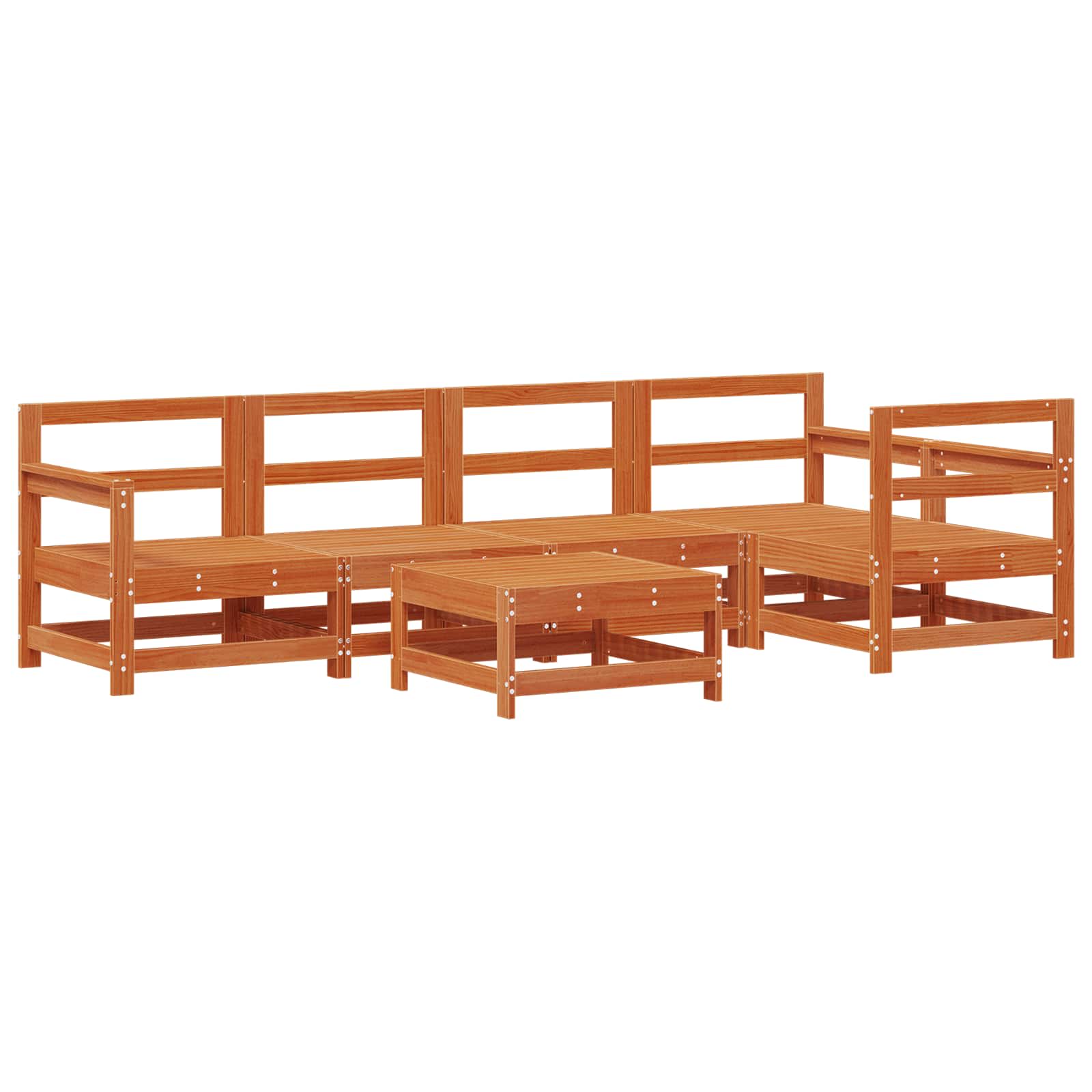 Set lounge namještaja za vrt 7 pcs Vosak Smeđa Masivna borovina