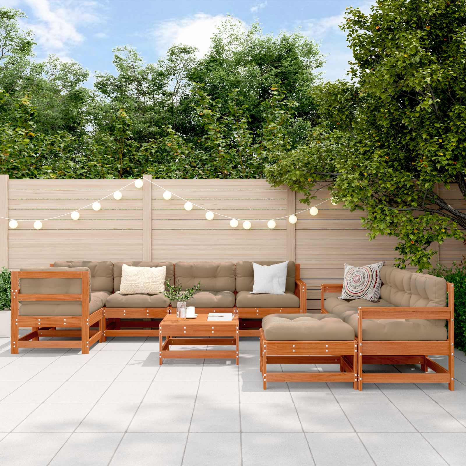 Set lounge namještaja za vrt 10 pcs Vosak Smeđa