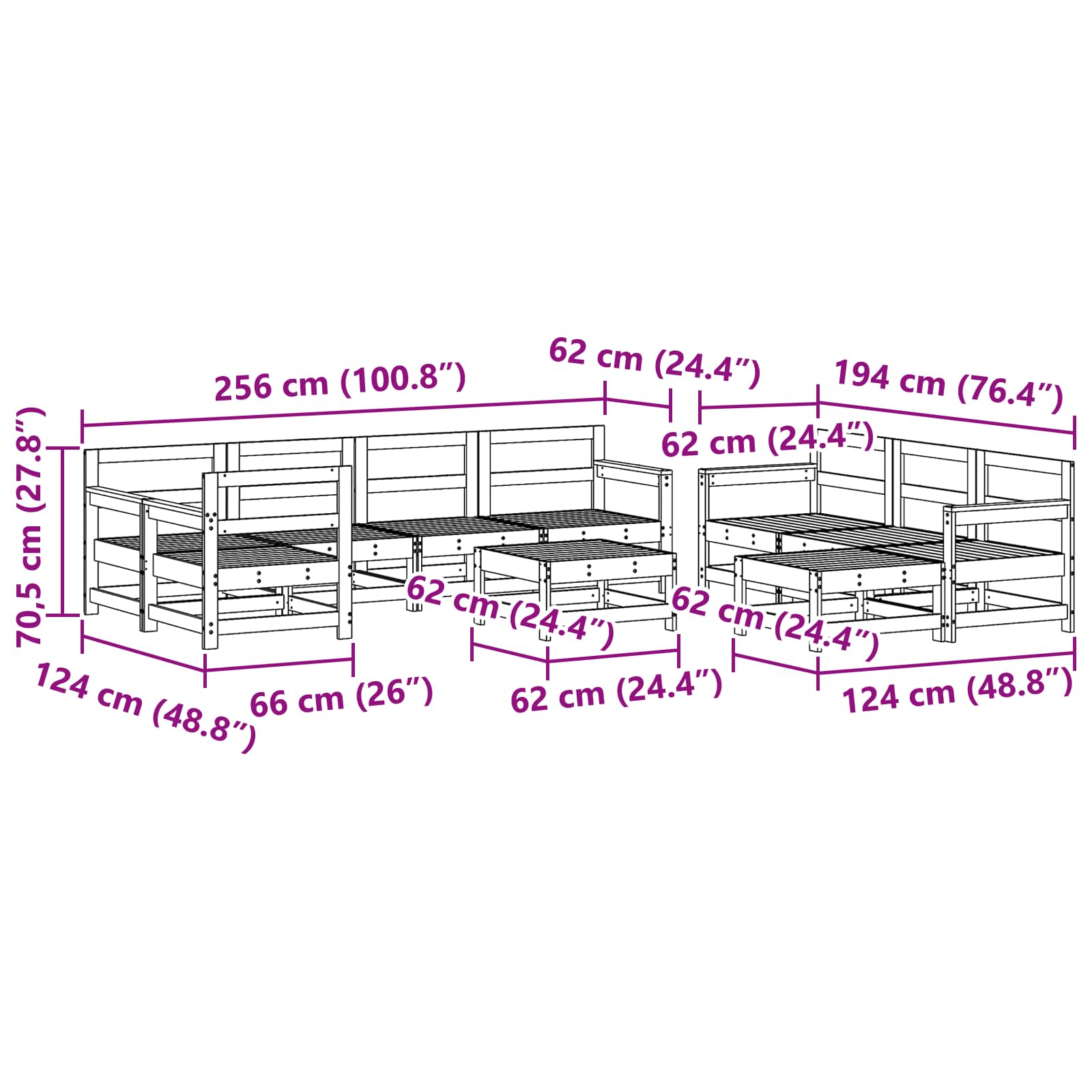 Set lounge namještaja za vrt 10 pcs Vosak Smeđa