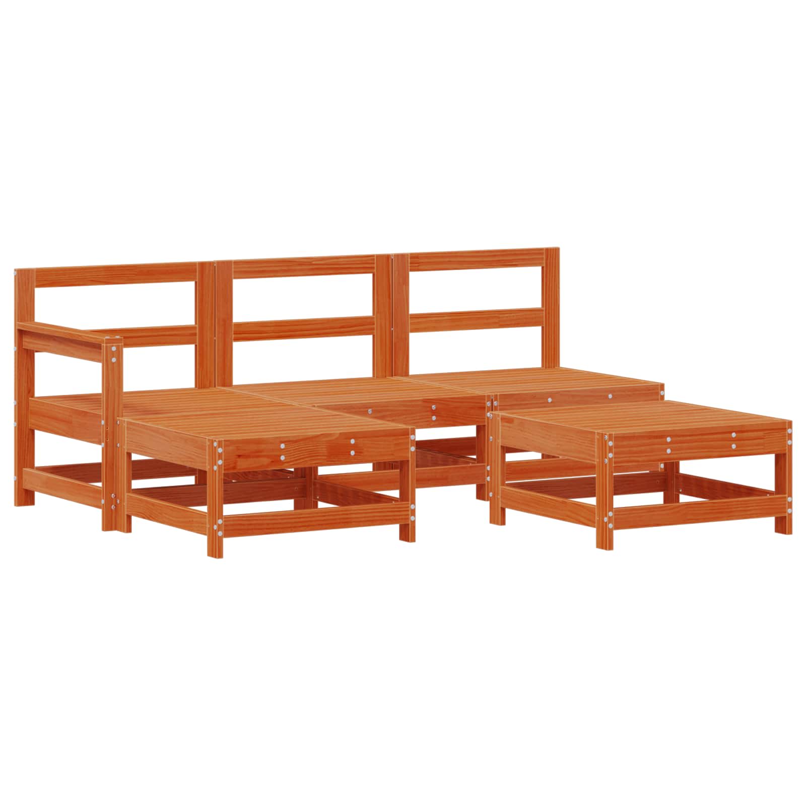Set lounge namještaja za vrt 5 pcs Vosak Smeđa Masivna borovina