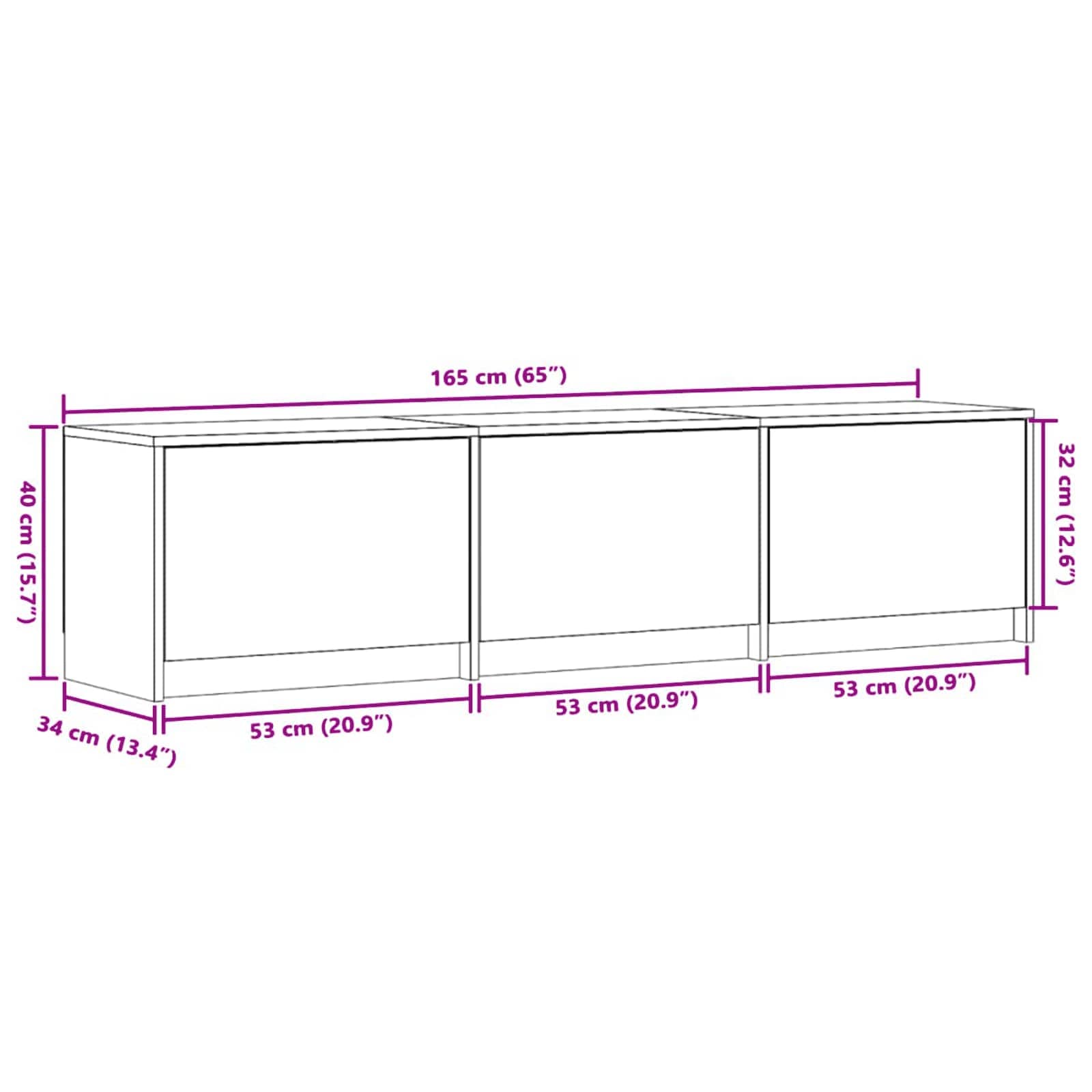 TV ormar s ladicama Beton 165 x 34 x 40 cm Konstruirano drvo
