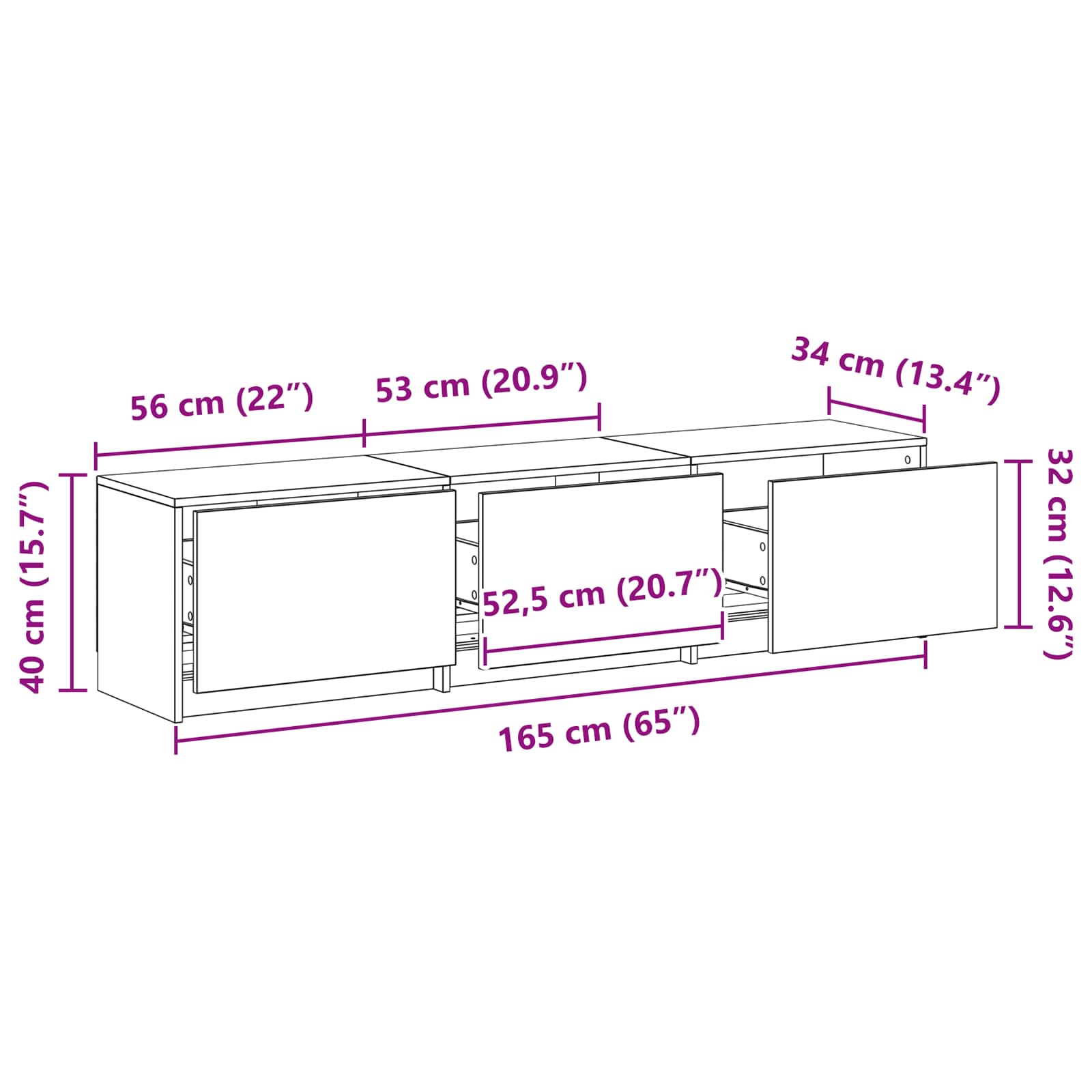 TV ormar Umjetnički hrast 165 x 34 x 40 cm Konstruirano drvo
