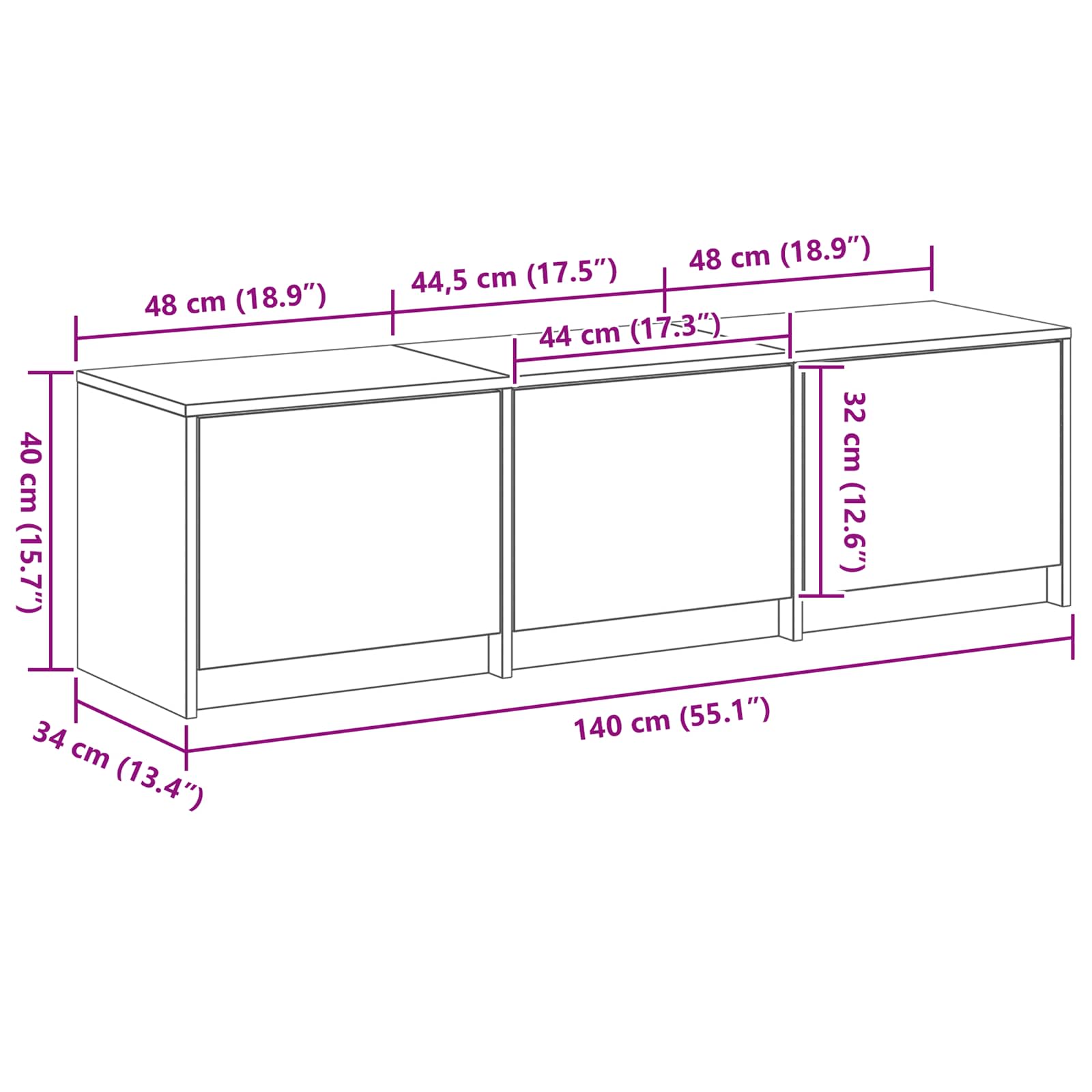 TV ormar Crni hrast 140 x 34 x 40 cm Konstruirano drvo