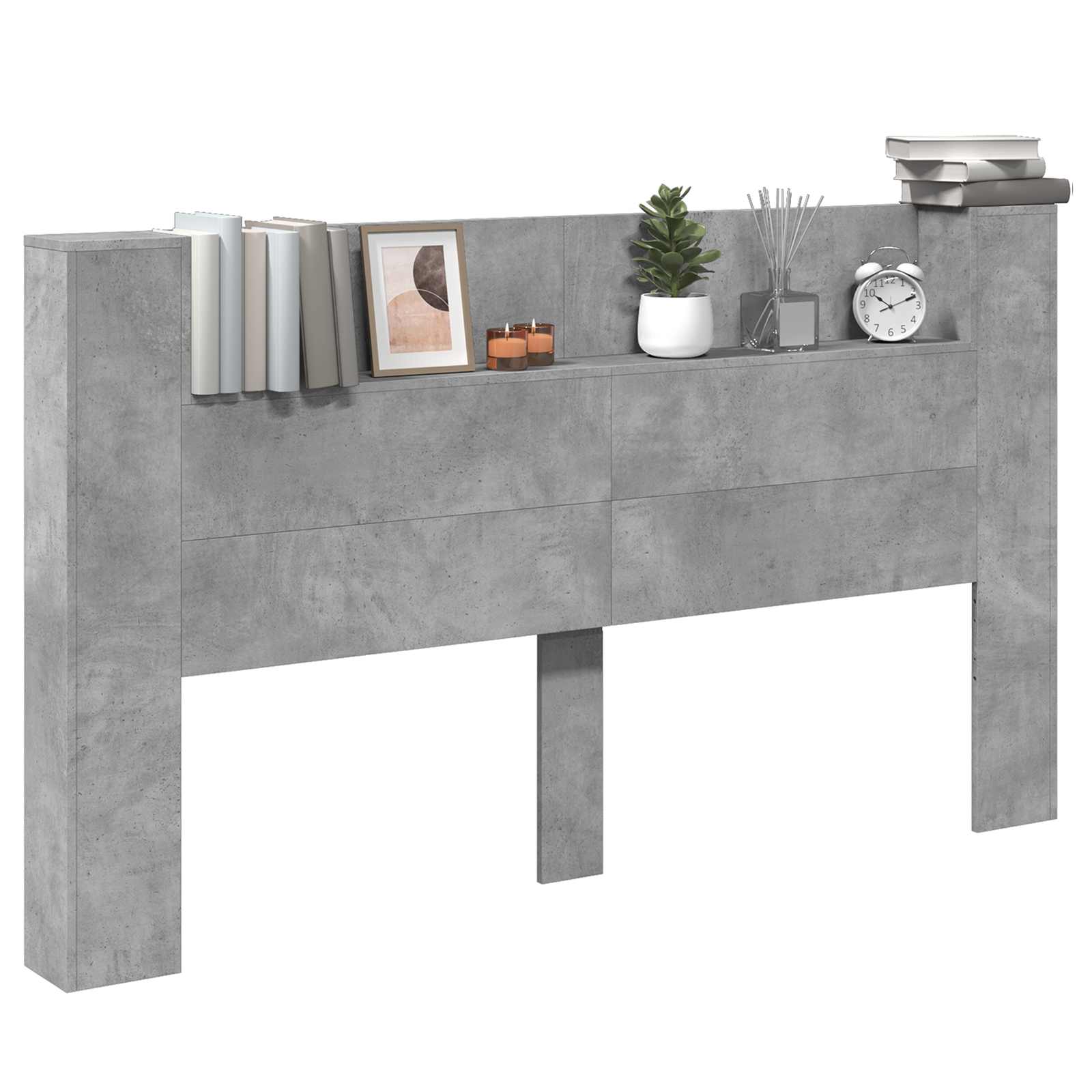 Krevetna ploča s LED-om s policom Beton 180 x 16,5 x 103,5 cm