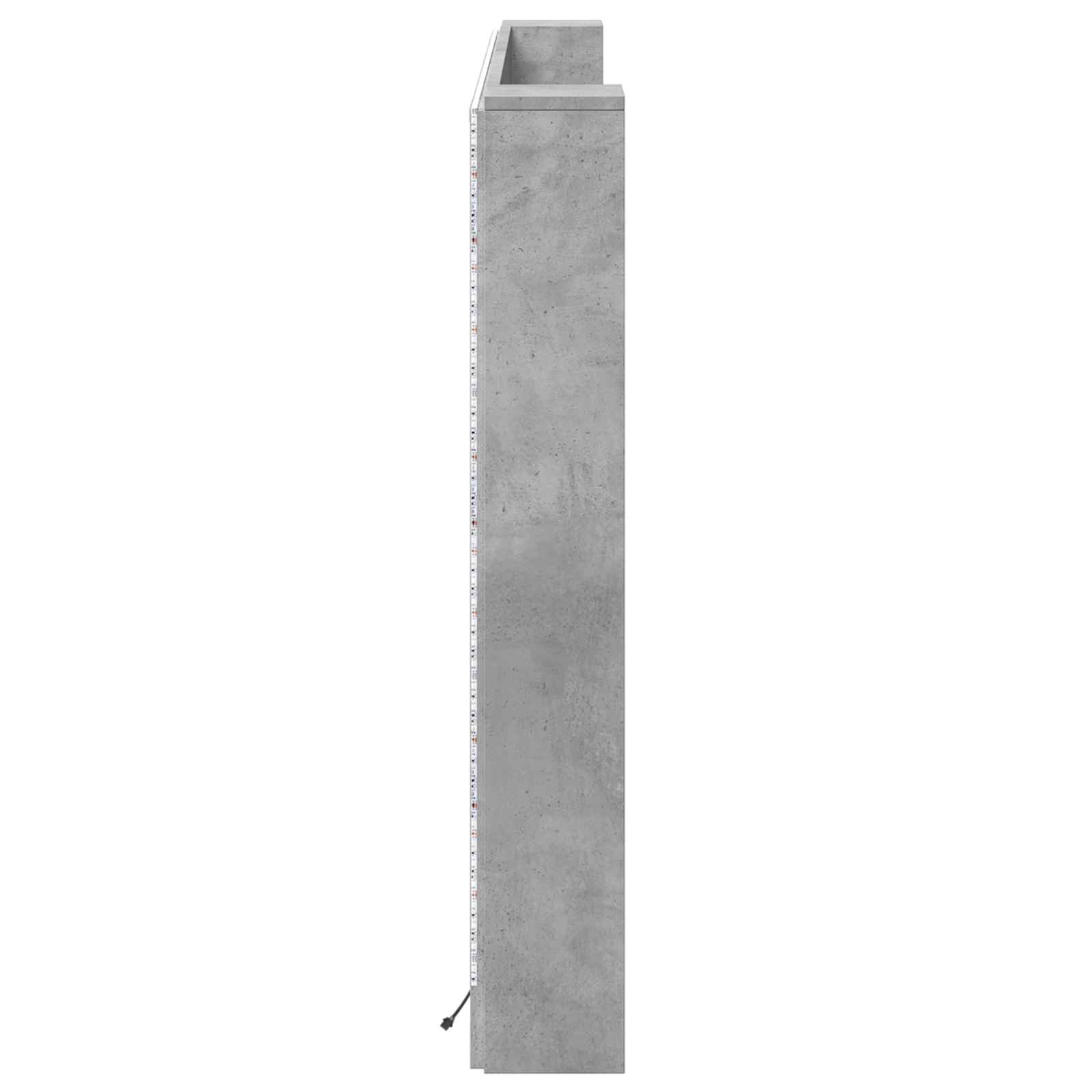 Krevetna ploča s LED-om s policom Beton 180 x 16,5 x 103,5 cm