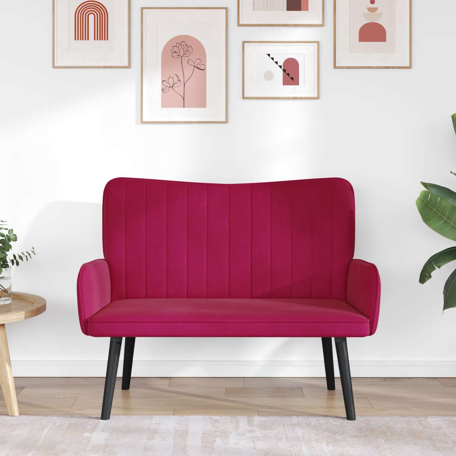 Kauč za dvoje boja crnog vina 115 x 61 x 87 cm Baršun