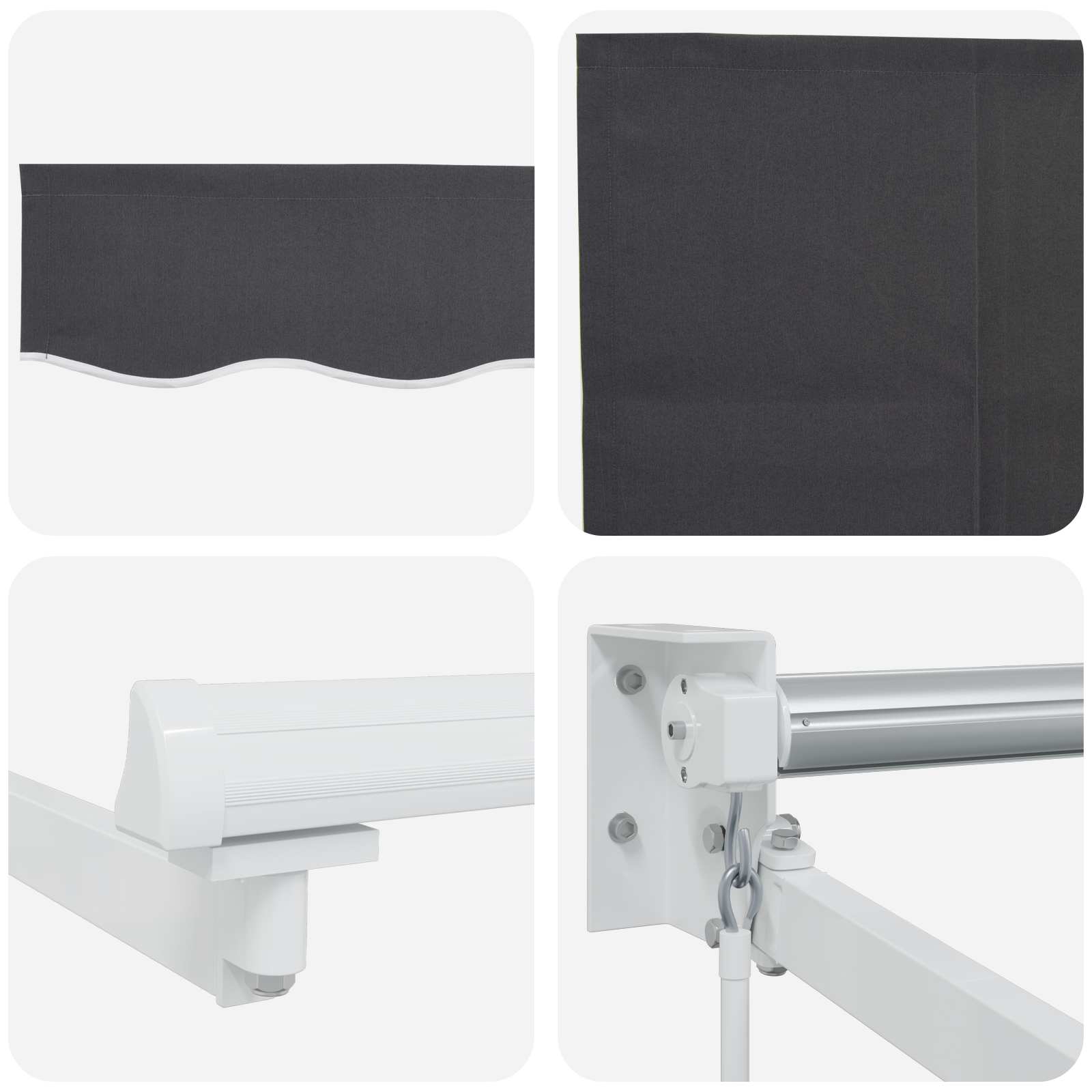 Povlačivi tende Antracit 3 x 2 m 100% Poliester i Aluminij