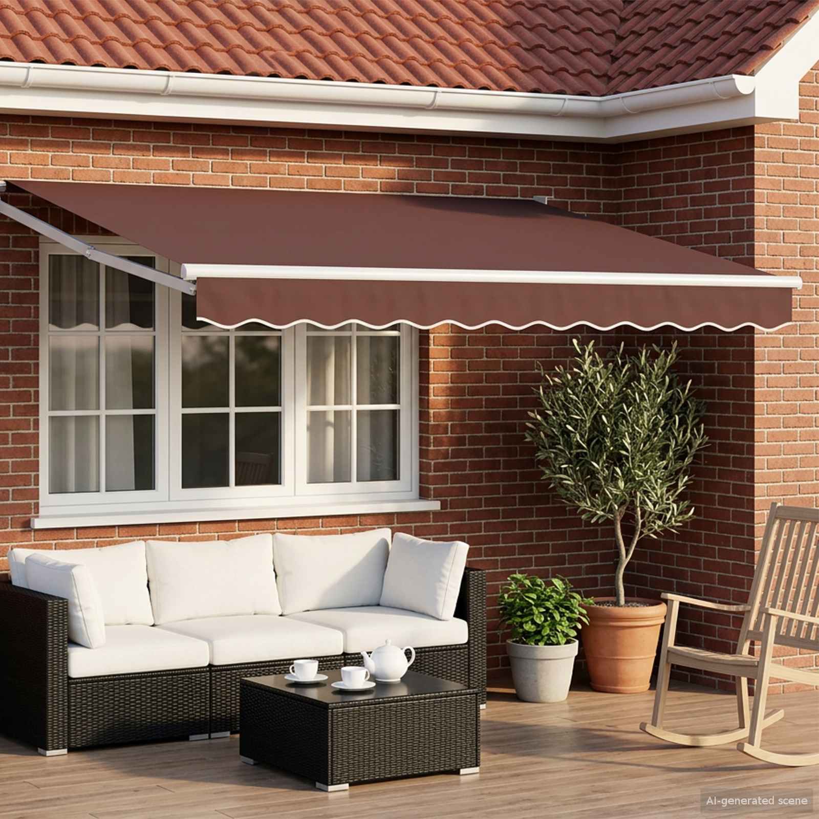 Povlačivi tende Smeđa 3,5 x 2 m 100% Poliester i Aluminij