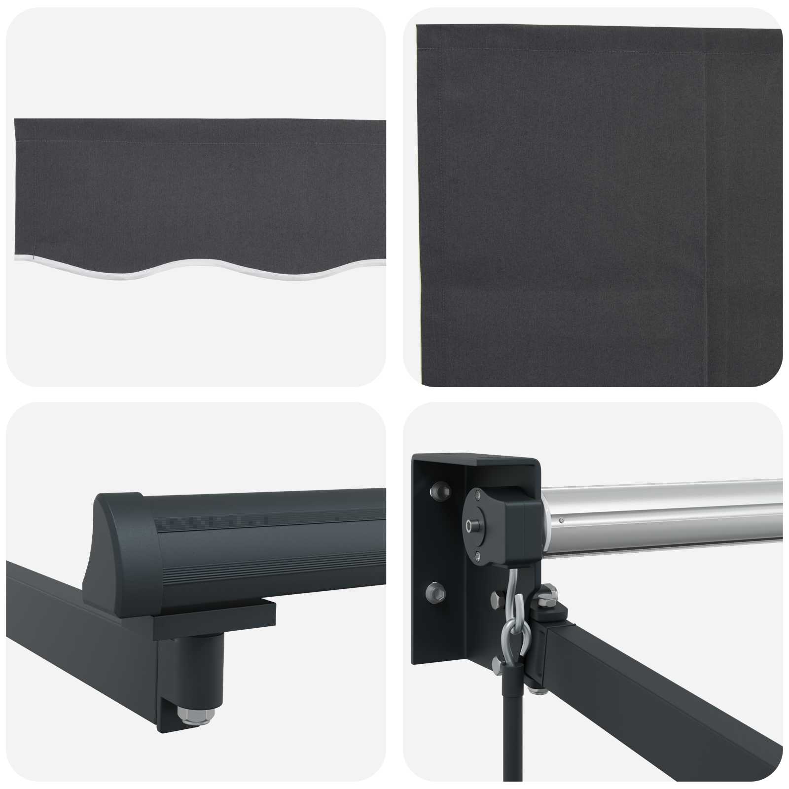 Povlačivi tende Antracit 2,5 x 2 m 100% Poliester i Aluminij