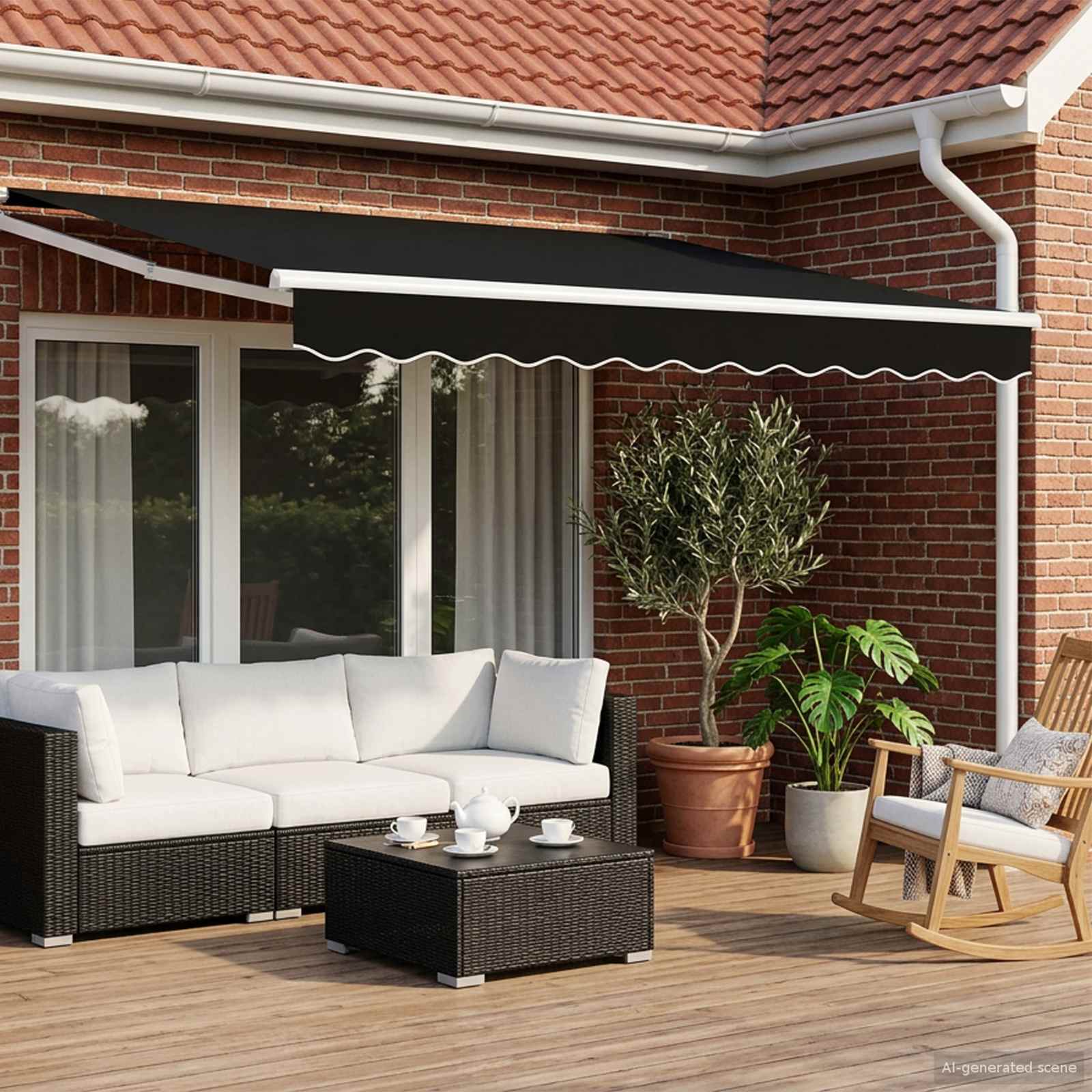 Ručna zlačivna tenda s LED diodama Crna i bijela 3 x 2,5 m