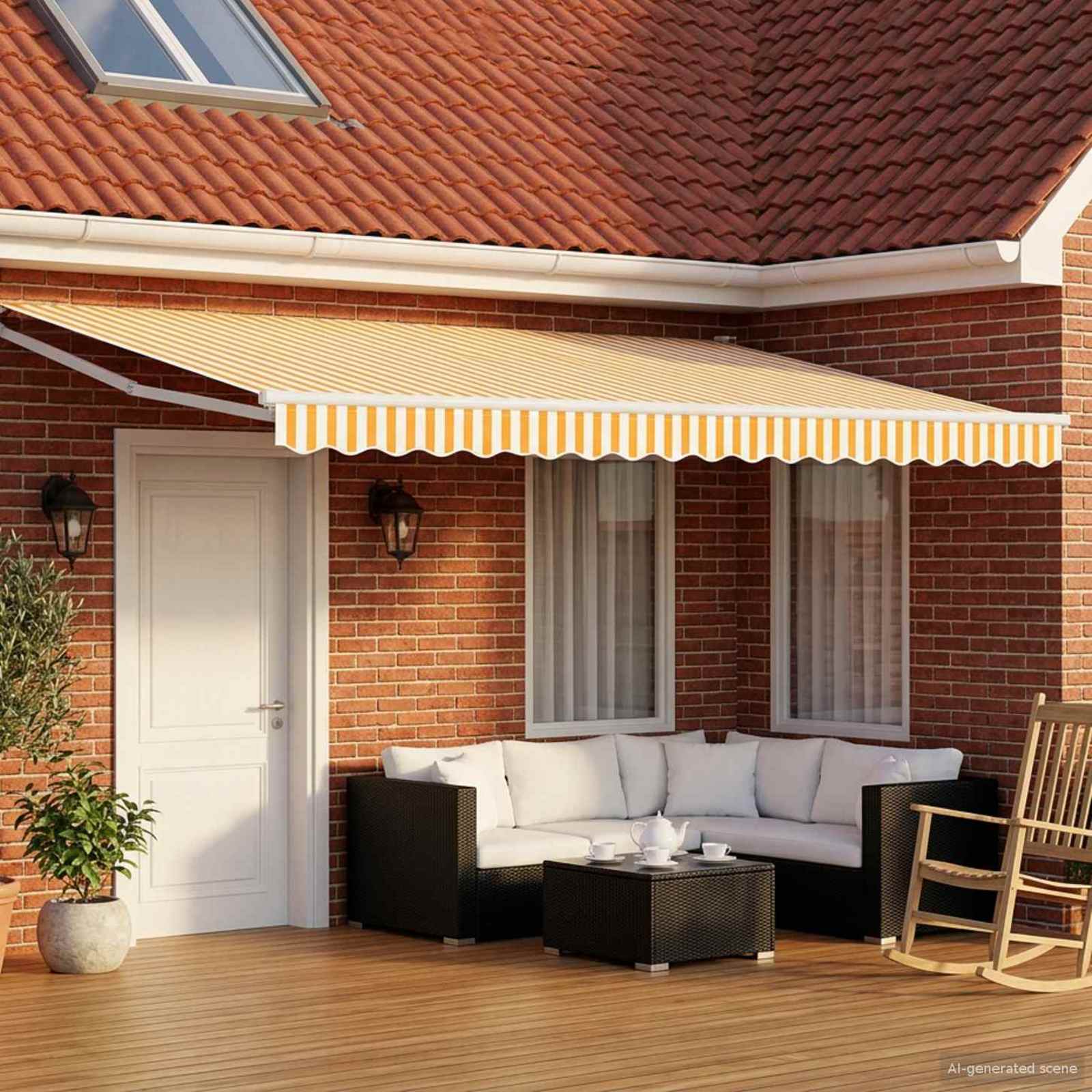 Ručna zlačivna tenda s LED diodama Žuta i bijela 4 × 3 m