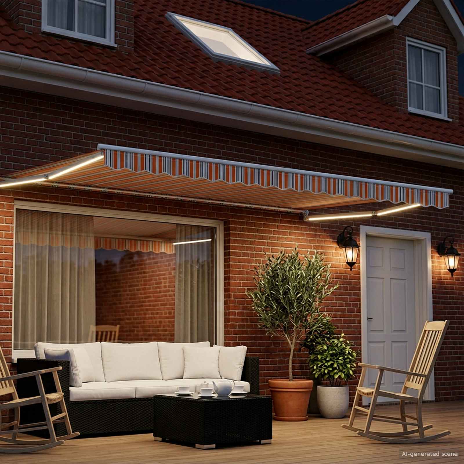 Ručna zlačivna tenda s LED diodama 4 × 3 m