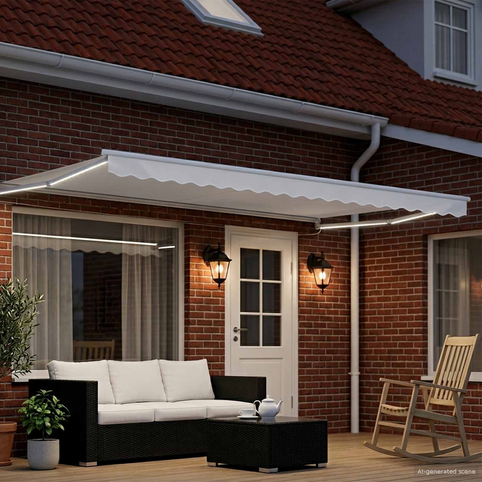 Ručna zlačivna tenda s LED diodama Bijeli 4,5 × 3 m
