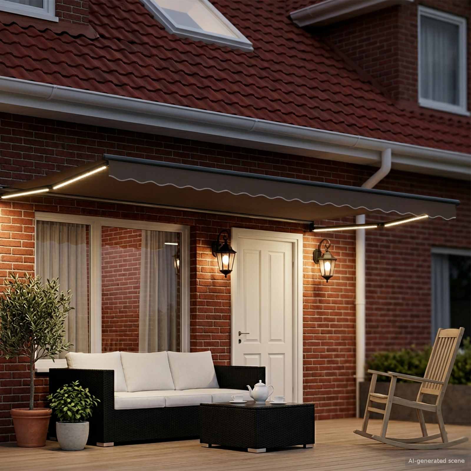 Ručna zlačivna tenda s LED diodama 4,5 × 3 m