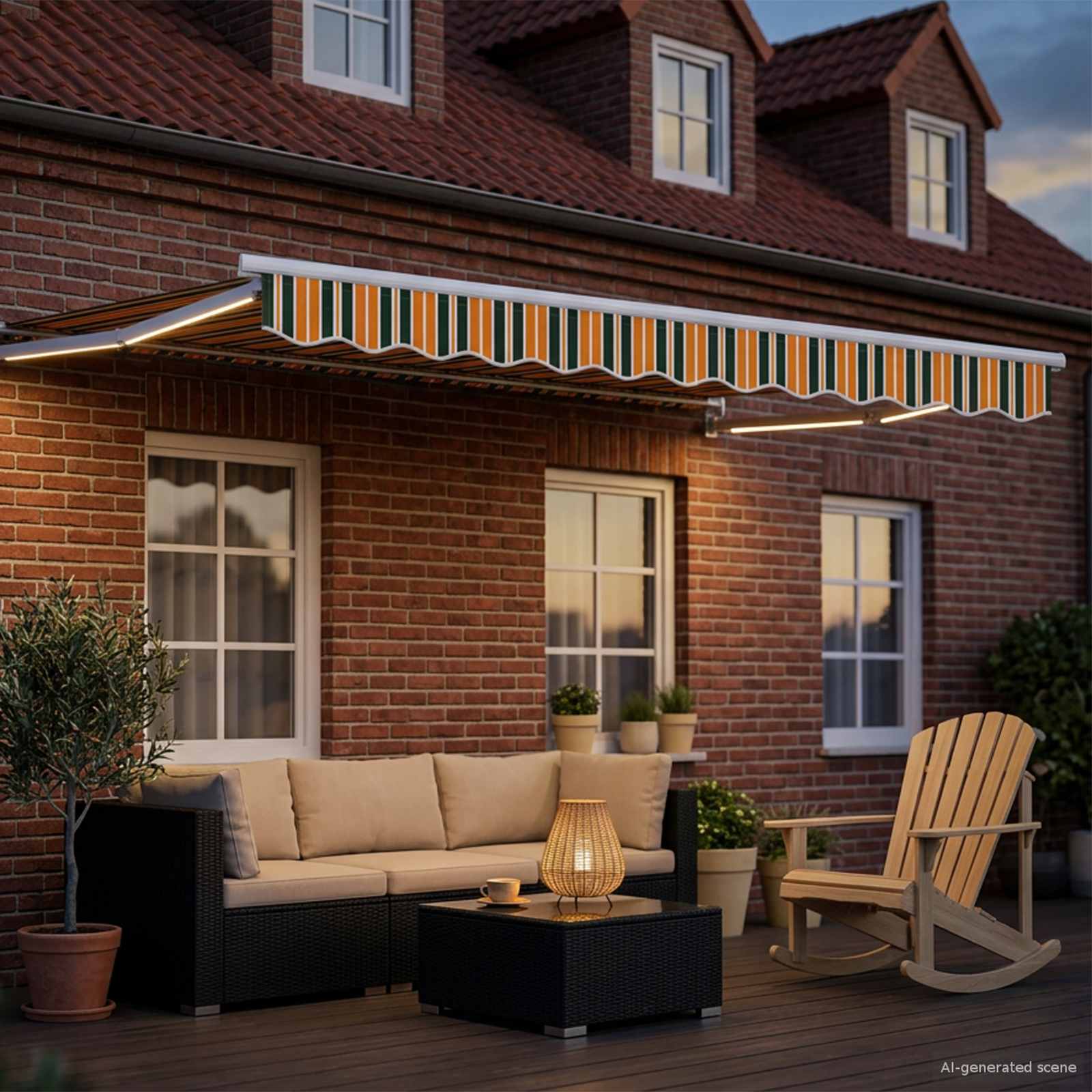 Električna retraktabilna tenda Zelena i žuta 3,5 x 2,5 m