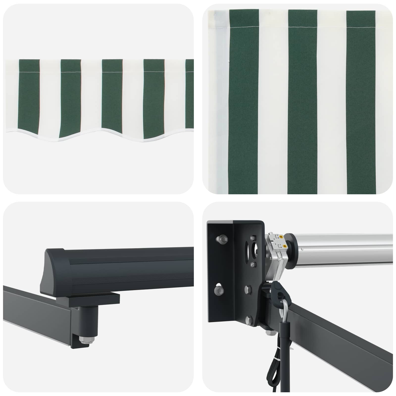 Električna retraktabilna tenda Zelena i bijela 3,5 x 2 m