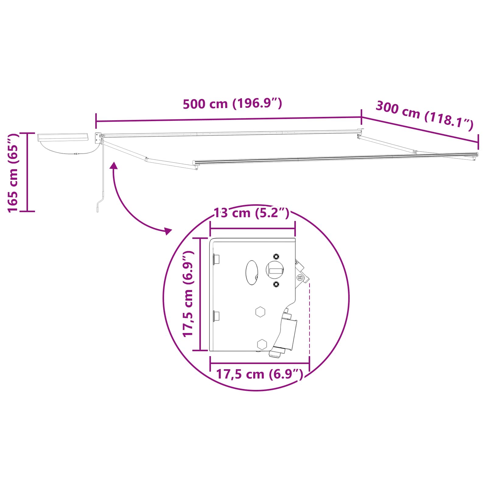 Električna retraktabilna tenda Narančasta i bijela 5 x 3 m