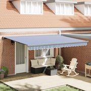 Skrovita tenda Plava i bijela 400 × 300 cm Platno i Aluminij
