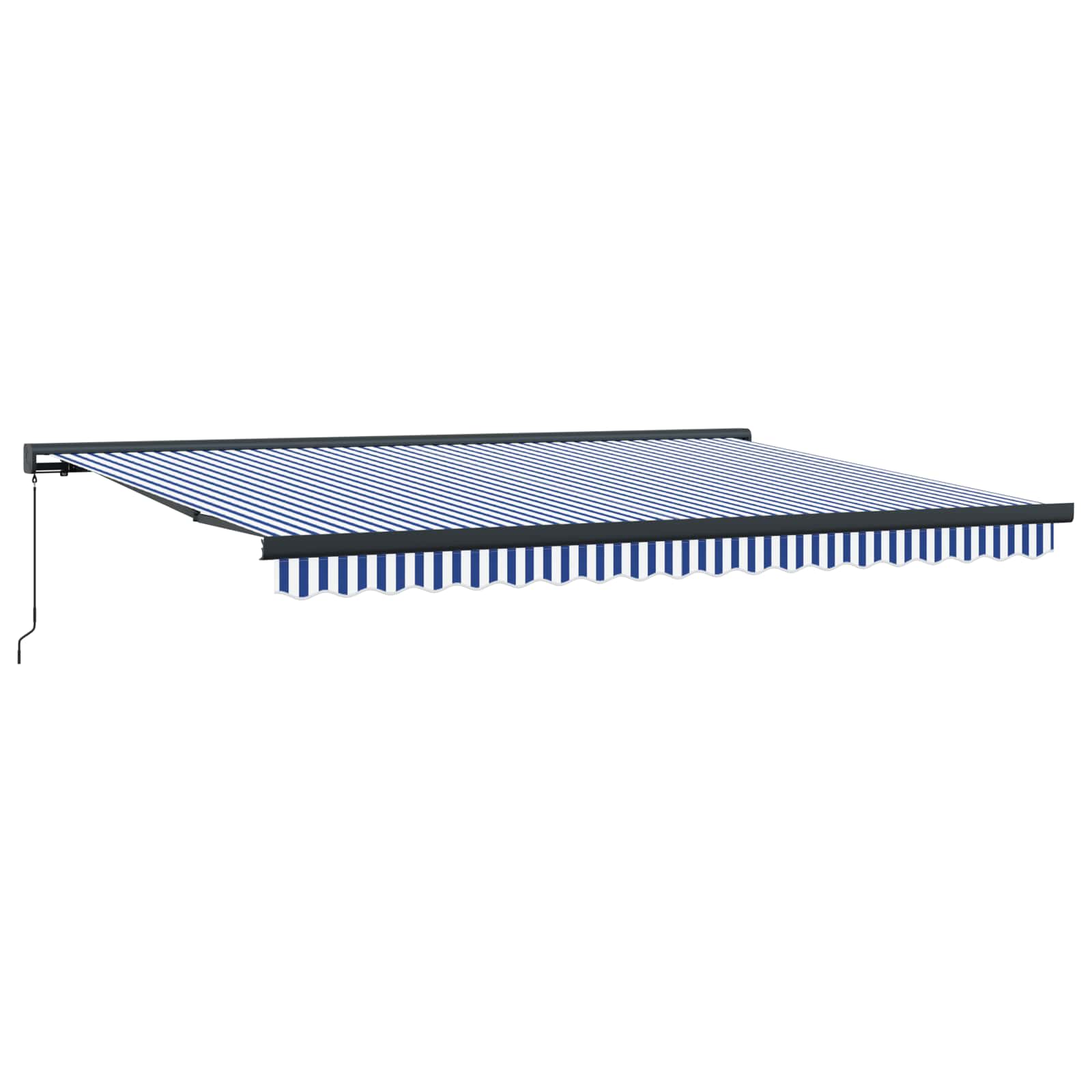 Skrovita tenda Plava i bijela 400 × 300 cm Platno i Aluminij