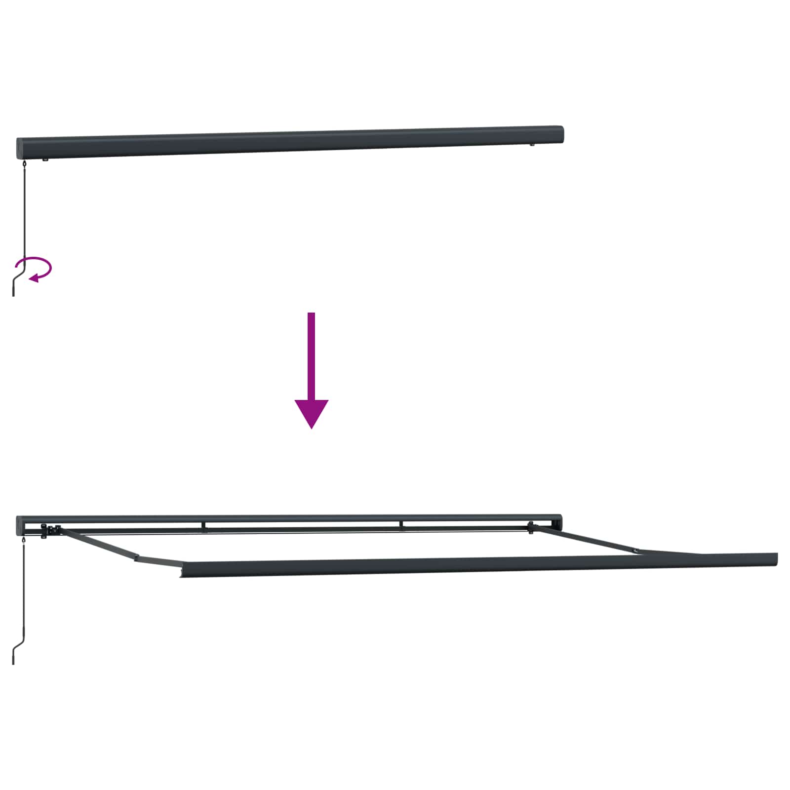 Skrovita tenda Krem i Siva 400 × 300 cm Platno i Aluminij