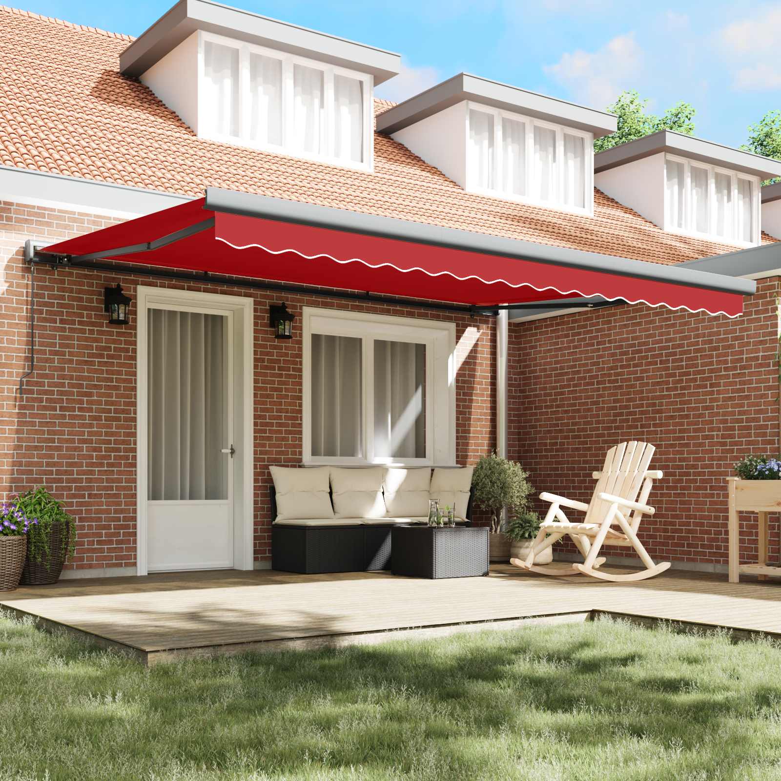 Skrovita tenda Crvena 4 × 3 m Platno i Aluminij