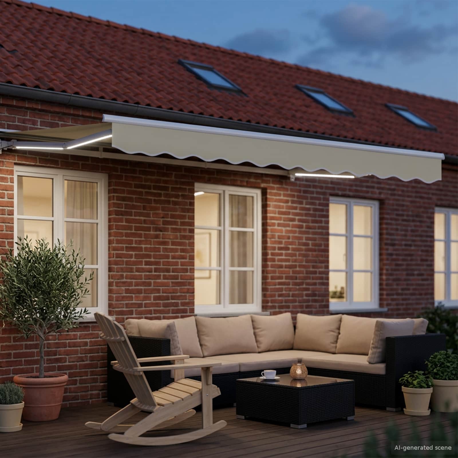 Ručni okvir tende s LED-ima Krema i bijela 3 x 2,5 m