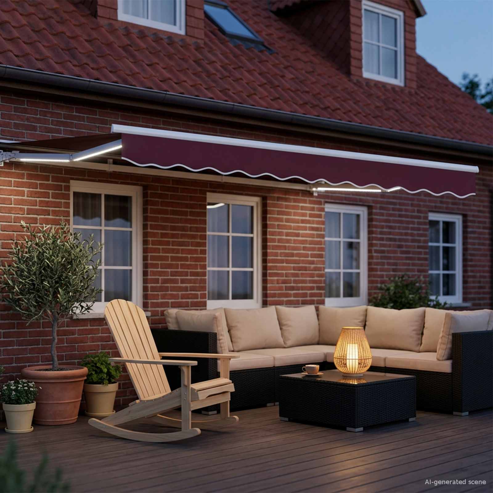 Ručni okvir tende s LED-ima Bordo i Bijela 3,5 x 2,5 m