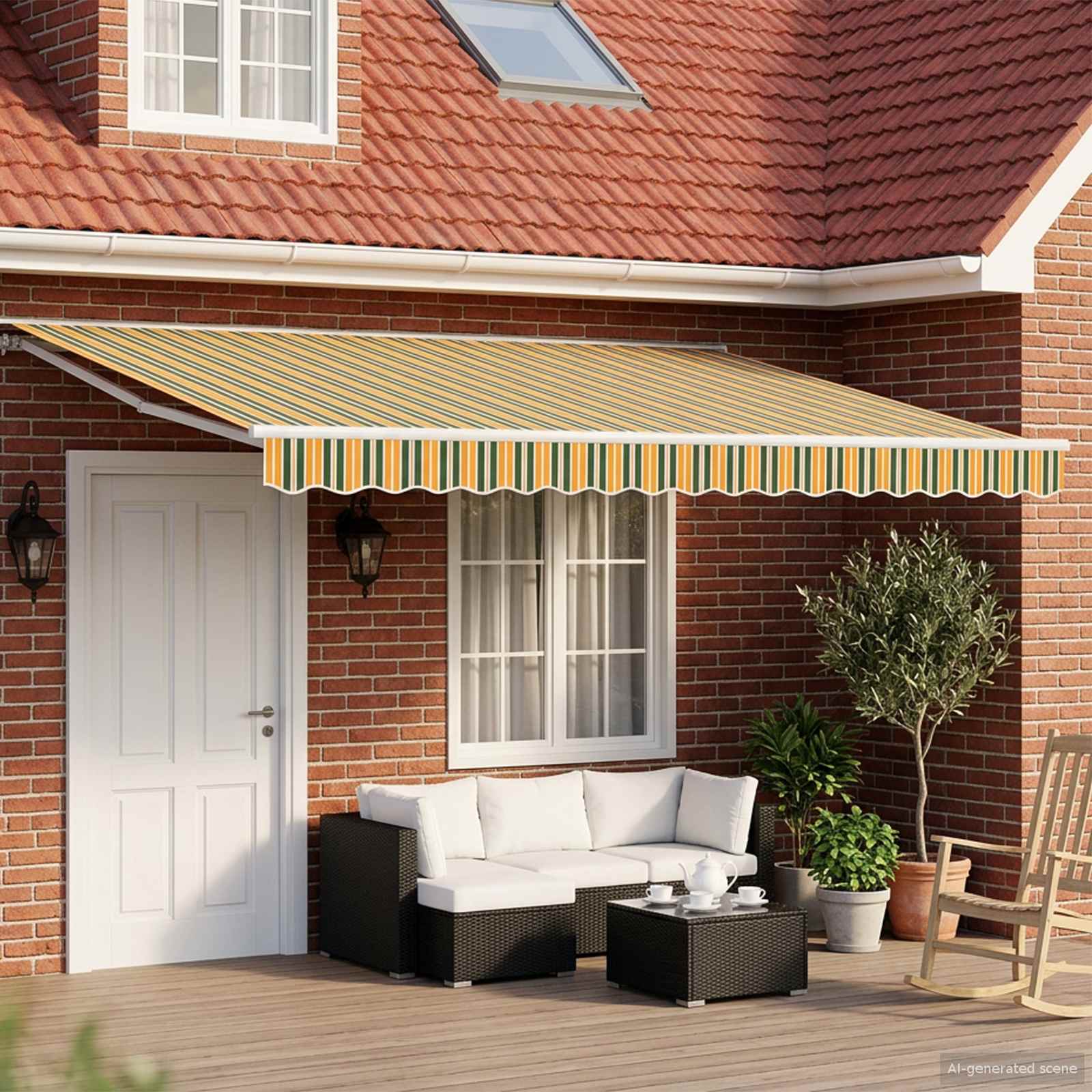 Ručni okvir tende s LED-ima Zelena, Žuta, Bijela 5 × 3,5 m