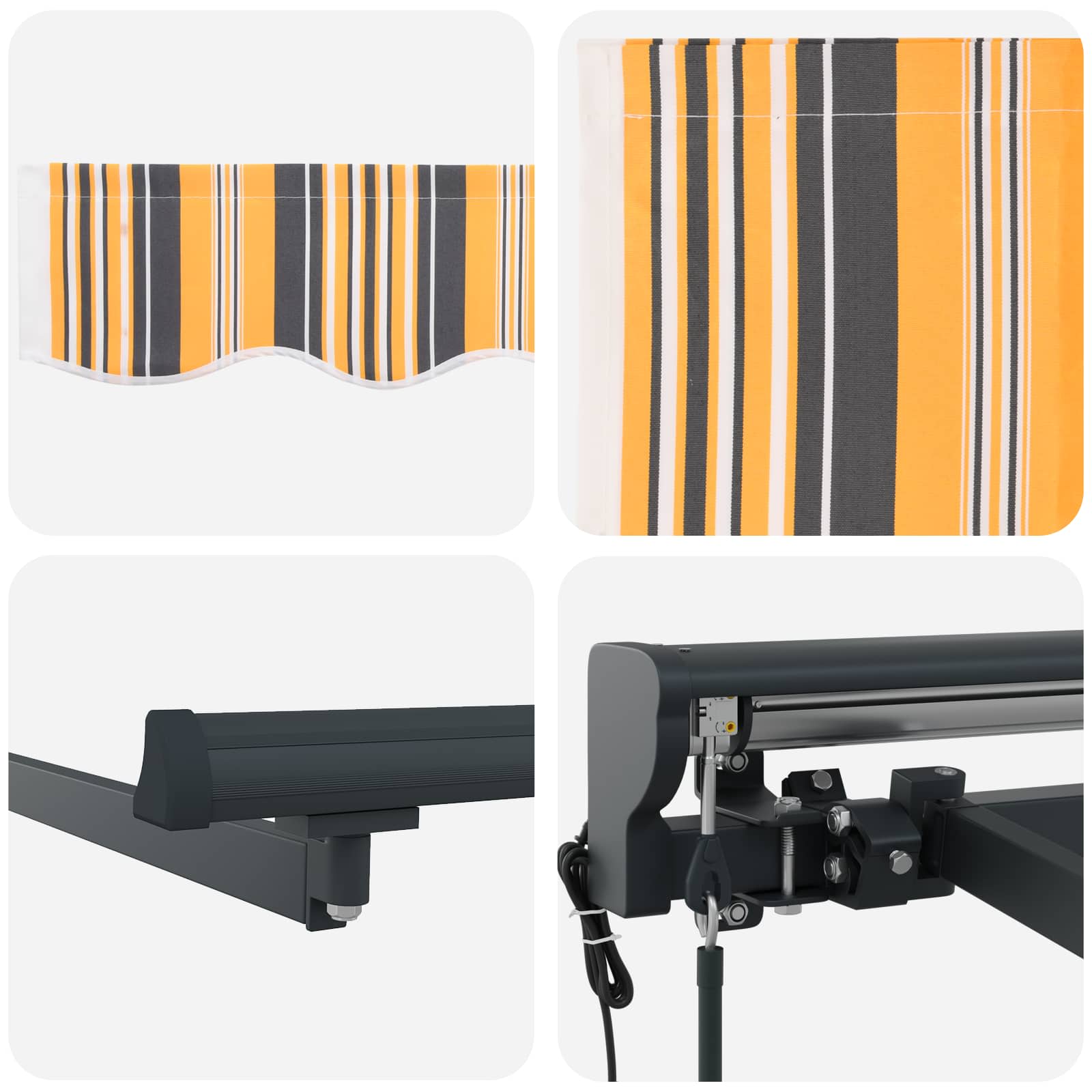 Električna retraktabilna tenda Žuta, siva i bijela 2,5 x 2 m