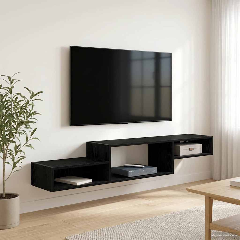 TV ormar za montažu na zid Zidna montaža Crni hrast