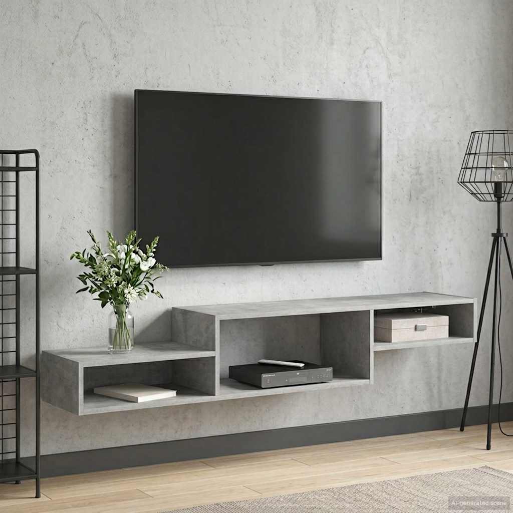 TV ormar za montažu na zid Zidna montaža Betonska siva