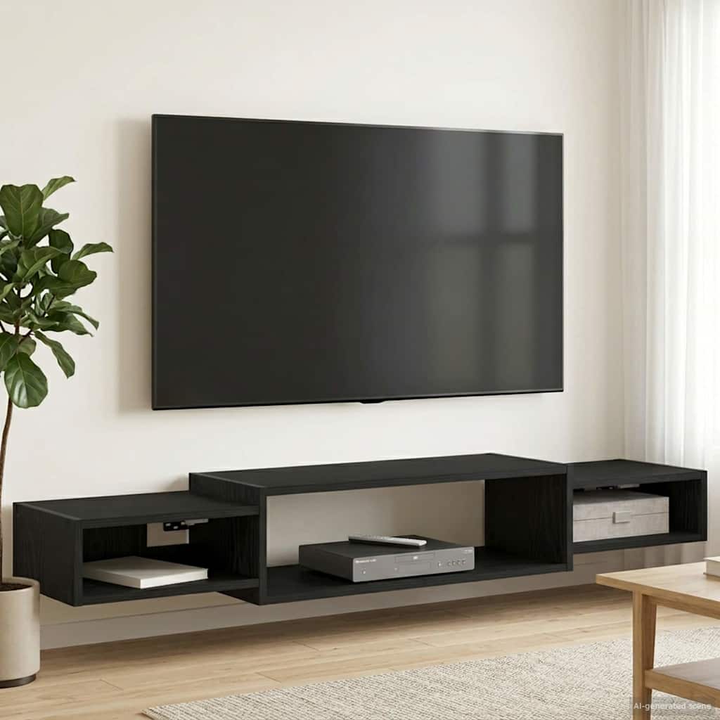 TV ormar za montažu na zid Zidna montaža Crni hrast