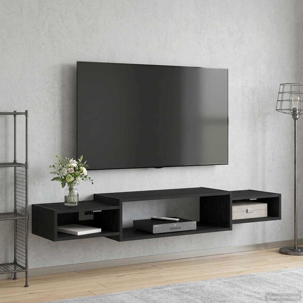 TV ormar za montažu na zid Zidna montaža Crni hrast