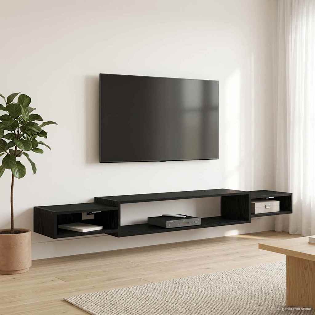 TV ormar za montažu na zid Zidna montaža Crni hrast