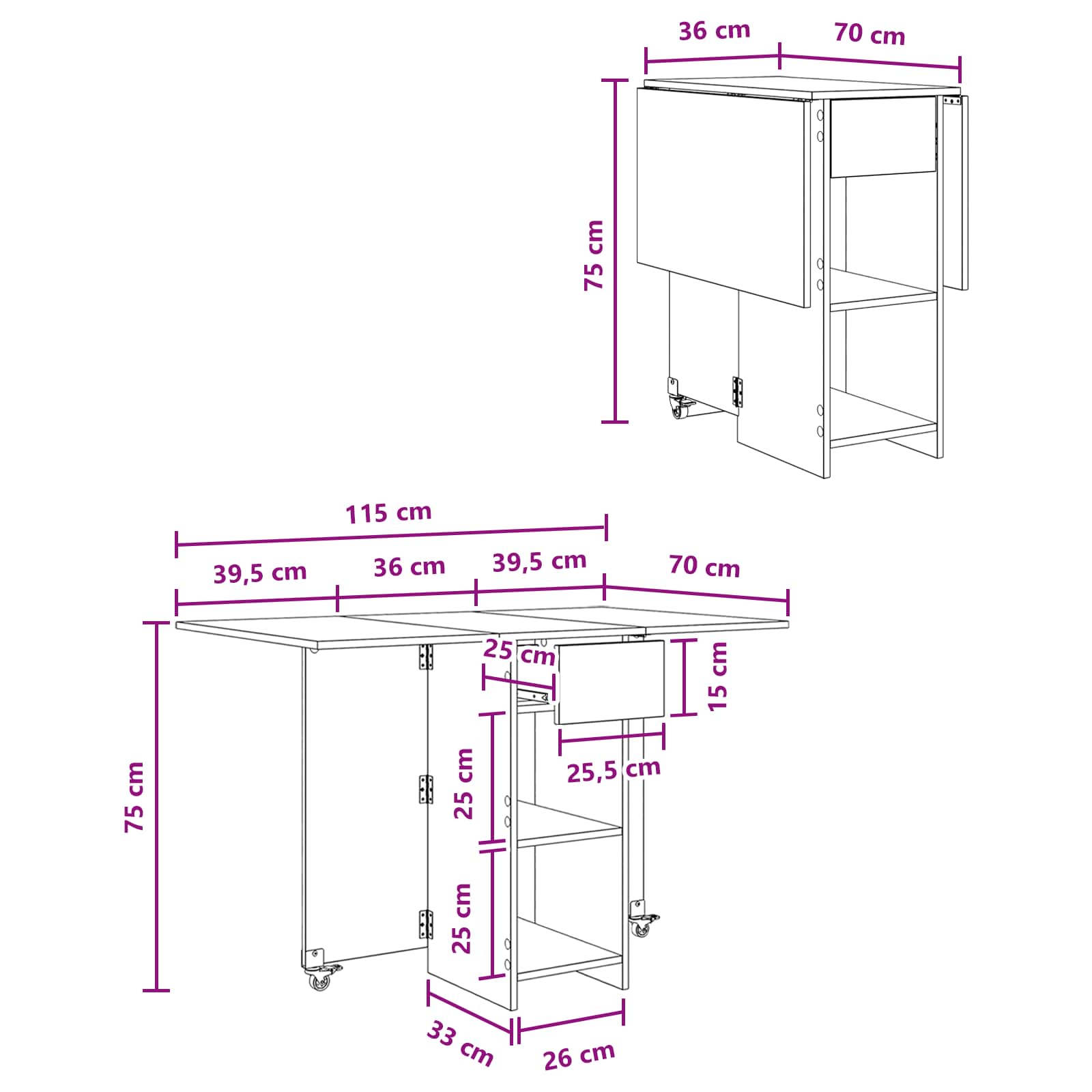 Blagovaonski stol 115 x 70 x 75 cm Konstruirano drvo Crni hrast