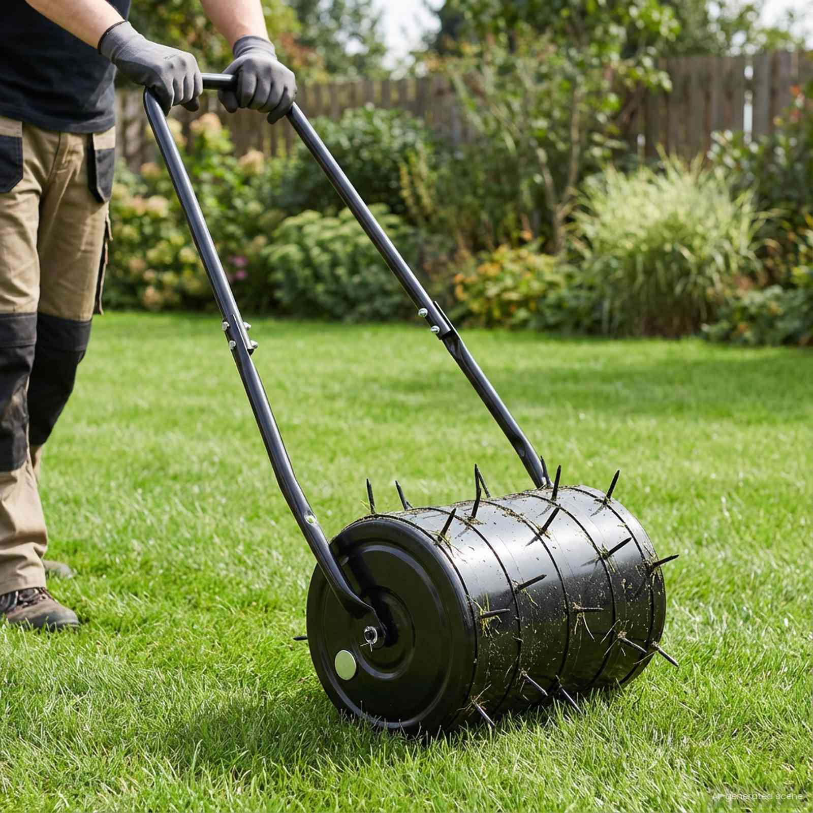 Valjak za travu s kuku i aeratorima Crna 110 x 52 cm Željezo