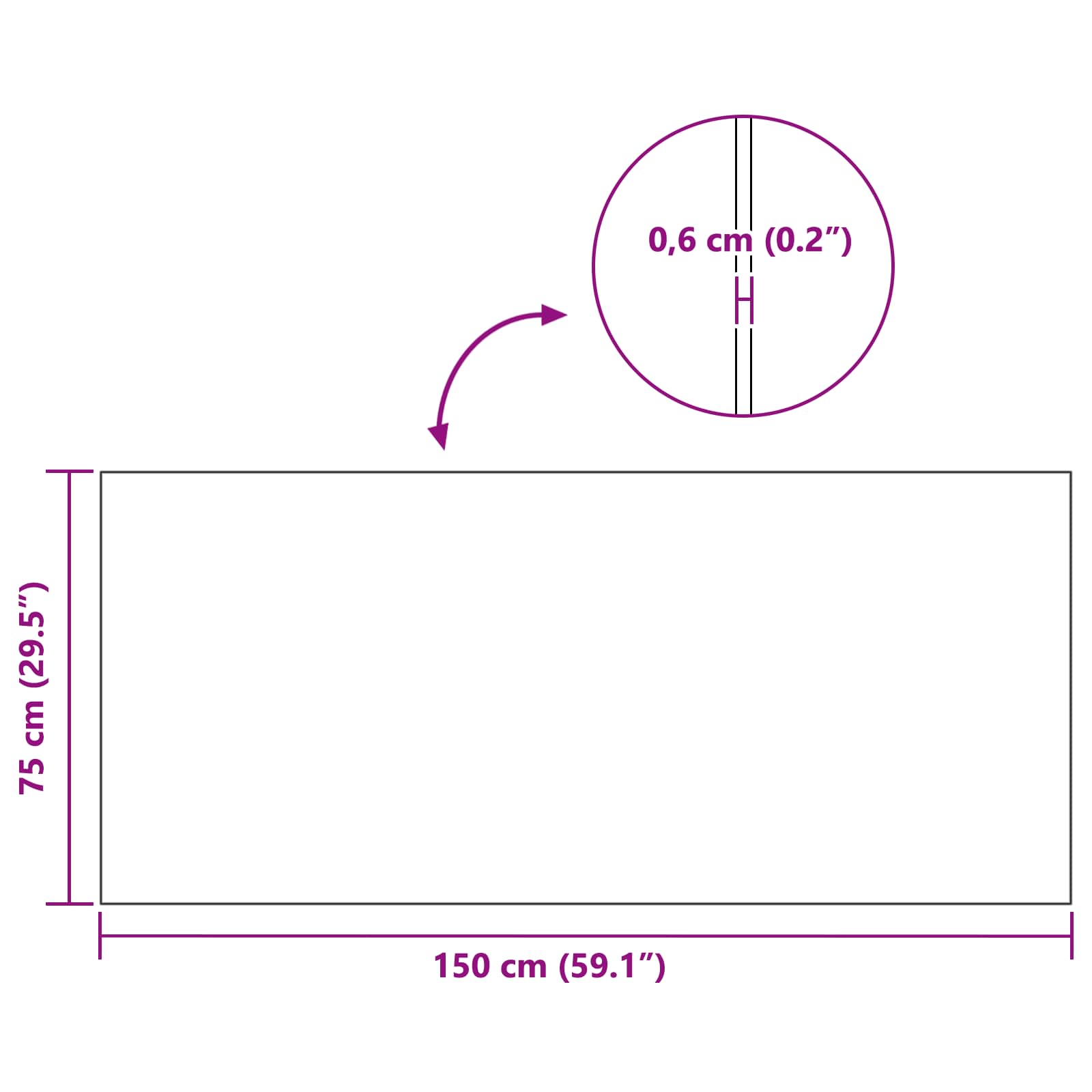 Sportska zaštita Mat Crna 150 x 75 x 0,6 cm PVC visoke gustoće