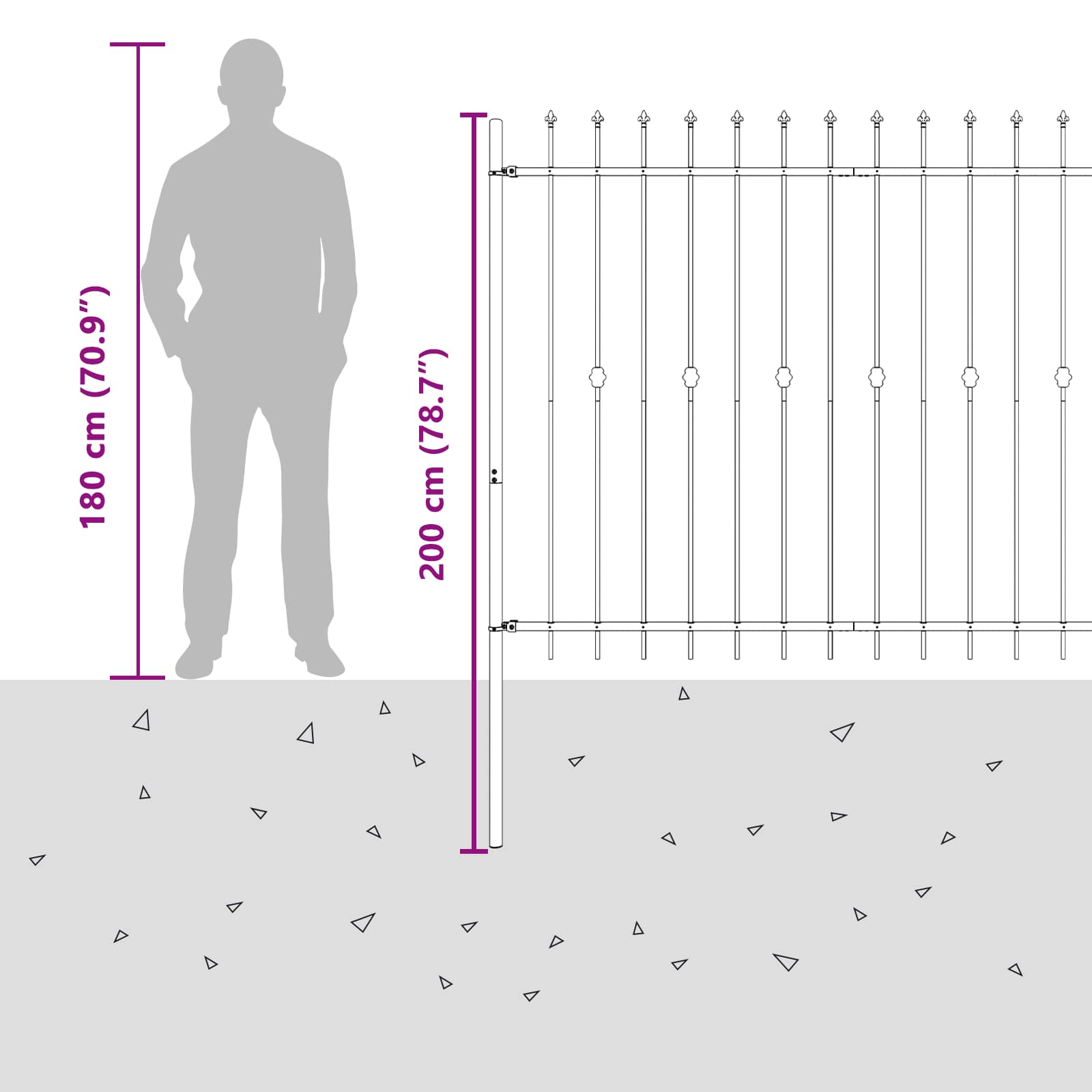 Ograda sa šiljcima Asten Crna 200 x 200 cm