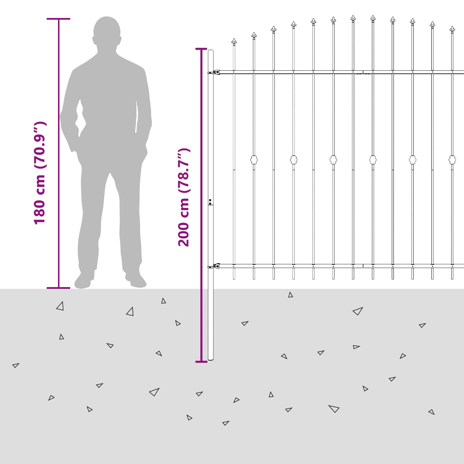 Ograda sa šiljcima Asten Crna 200 x 200 cm