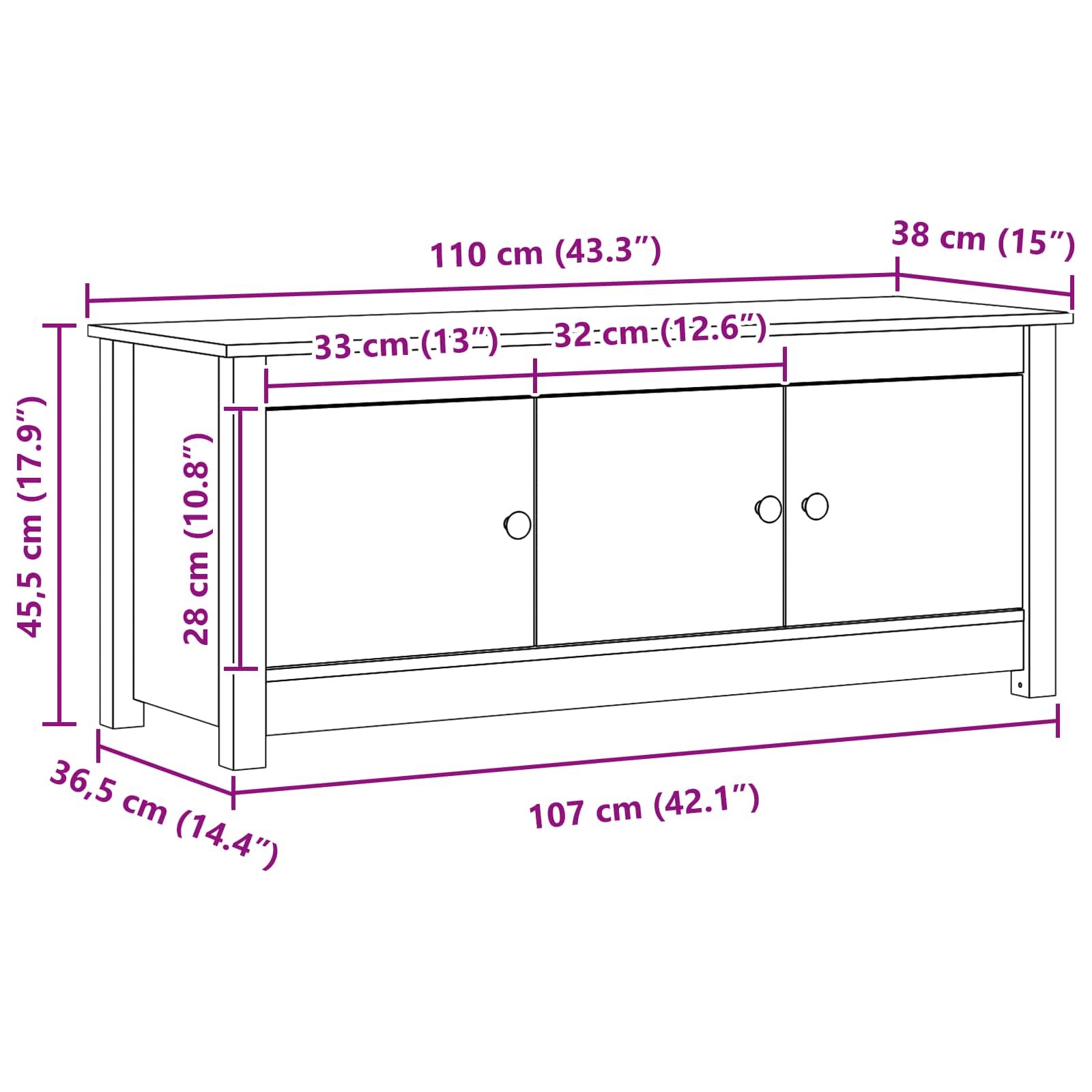 Ormar za cipele Vosak Smeđa 110 x 38 x 45,5 cm Masivna borovina