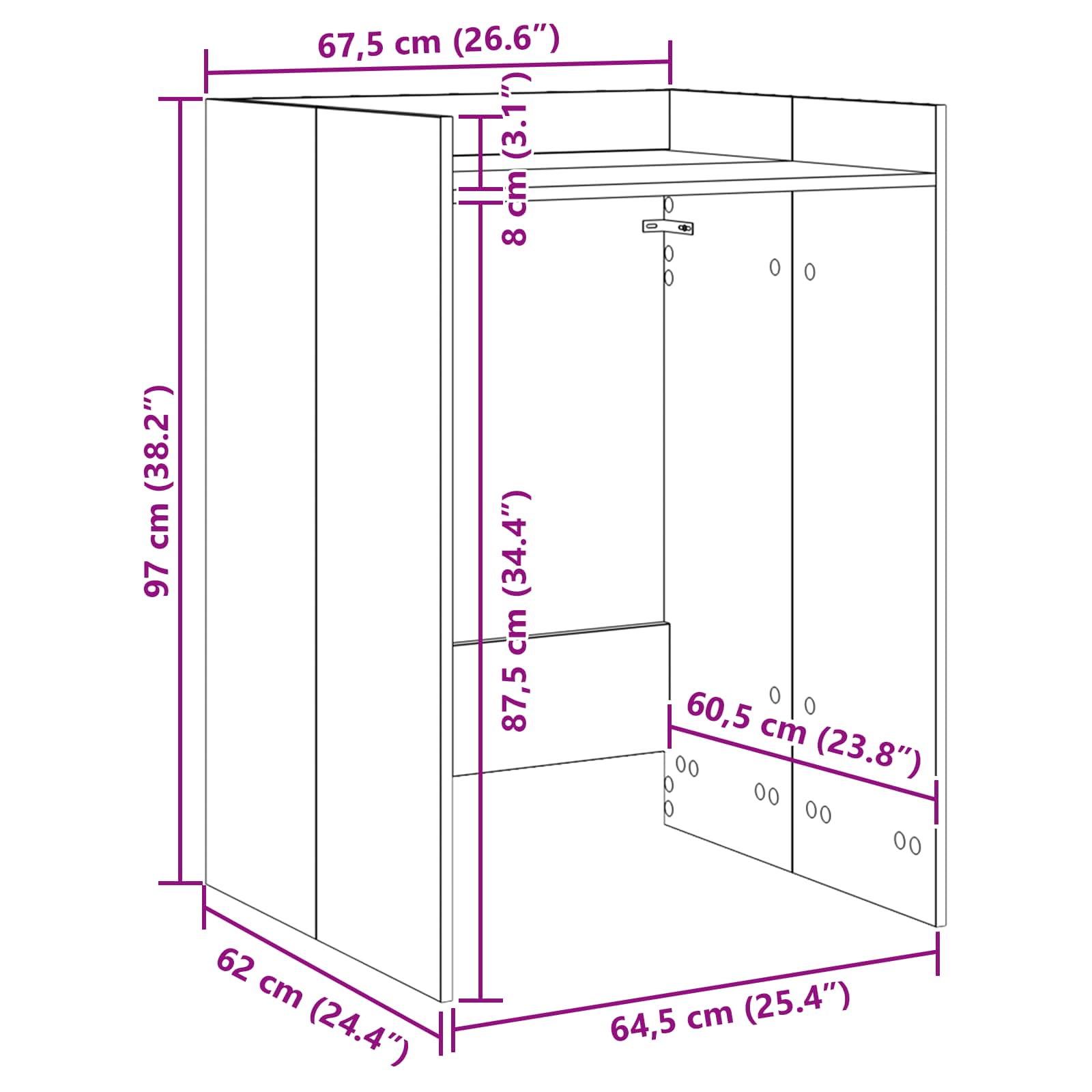 Ormar za perilicu rublja Dimljeni hrast 67,5 x 62 x 97 cm