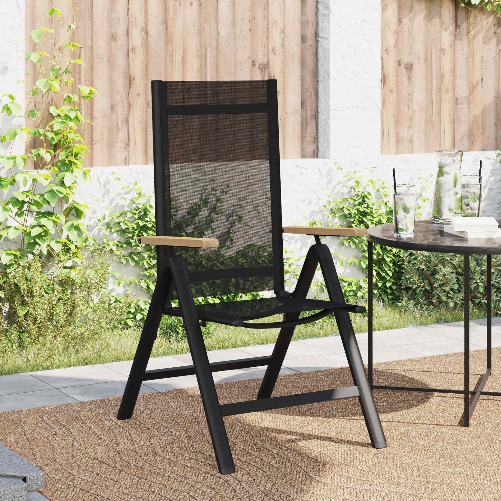 Ležaljke u vrtu 2 pcs Crna 58 x 73 x 111,5 cm Tekstilen
