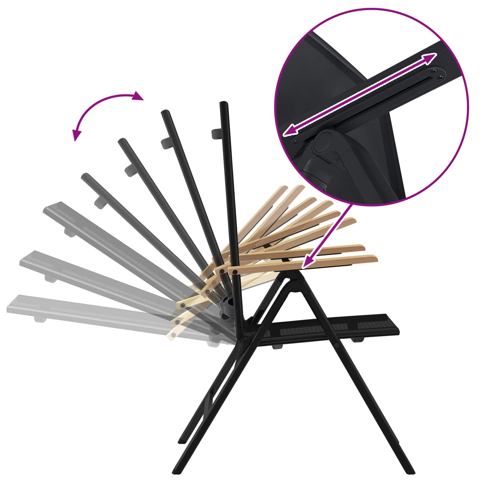 Ležaljke u vrtu 2 pcs Crna 58 x 73 x 111,5 cm Tekstilen