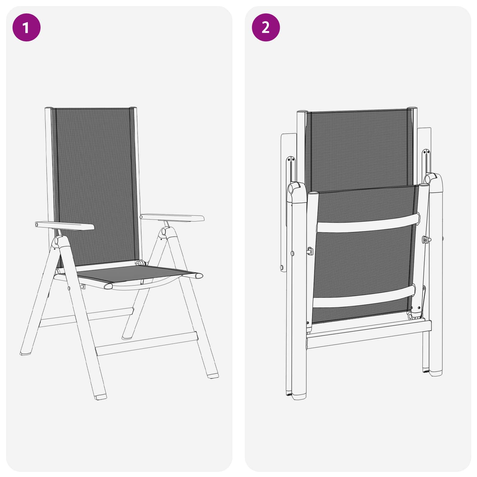 Ležaljke u vrtu 2 pcs Crna 58 x 73 x 111,5 cm Tekstilen