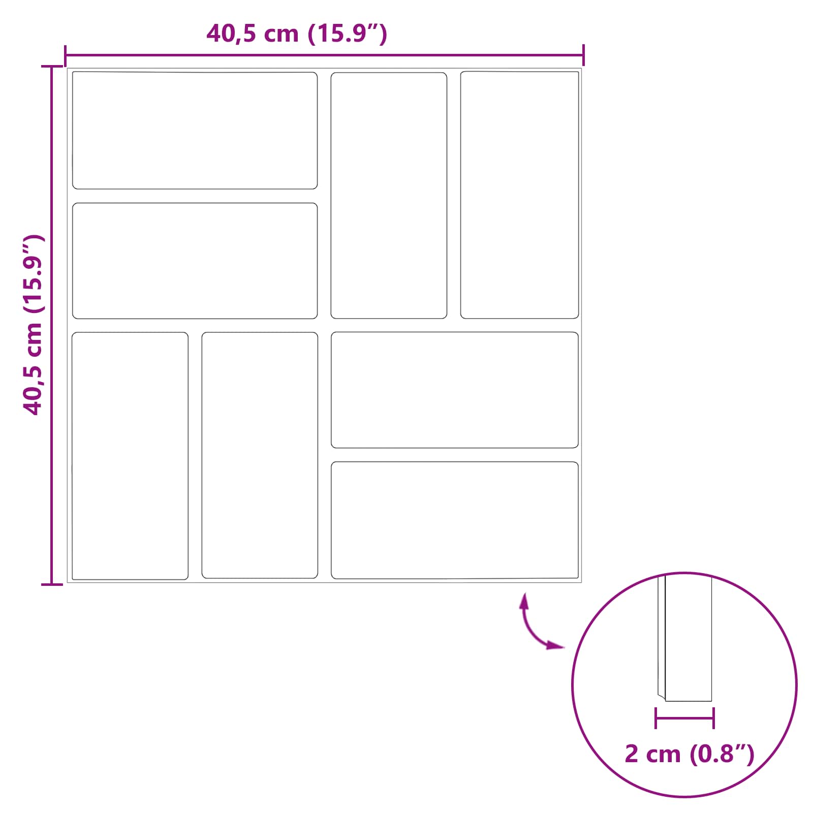 Kamen za hodanje 6 pcs Crna 40,5 x 40,5 x 2 cm Guma