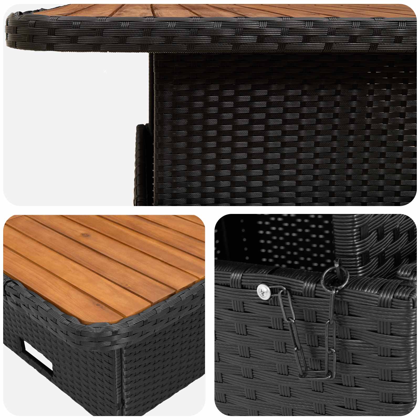 Setovi namještaja s jastukom 4 pcs Crna PE ratan