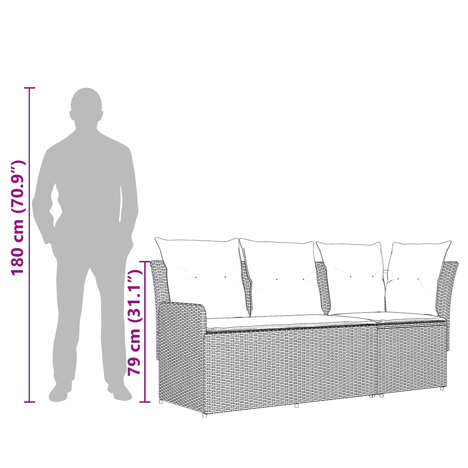 Setovi namještaja s jastukom 4 pcs Bež i krema PE ratan
