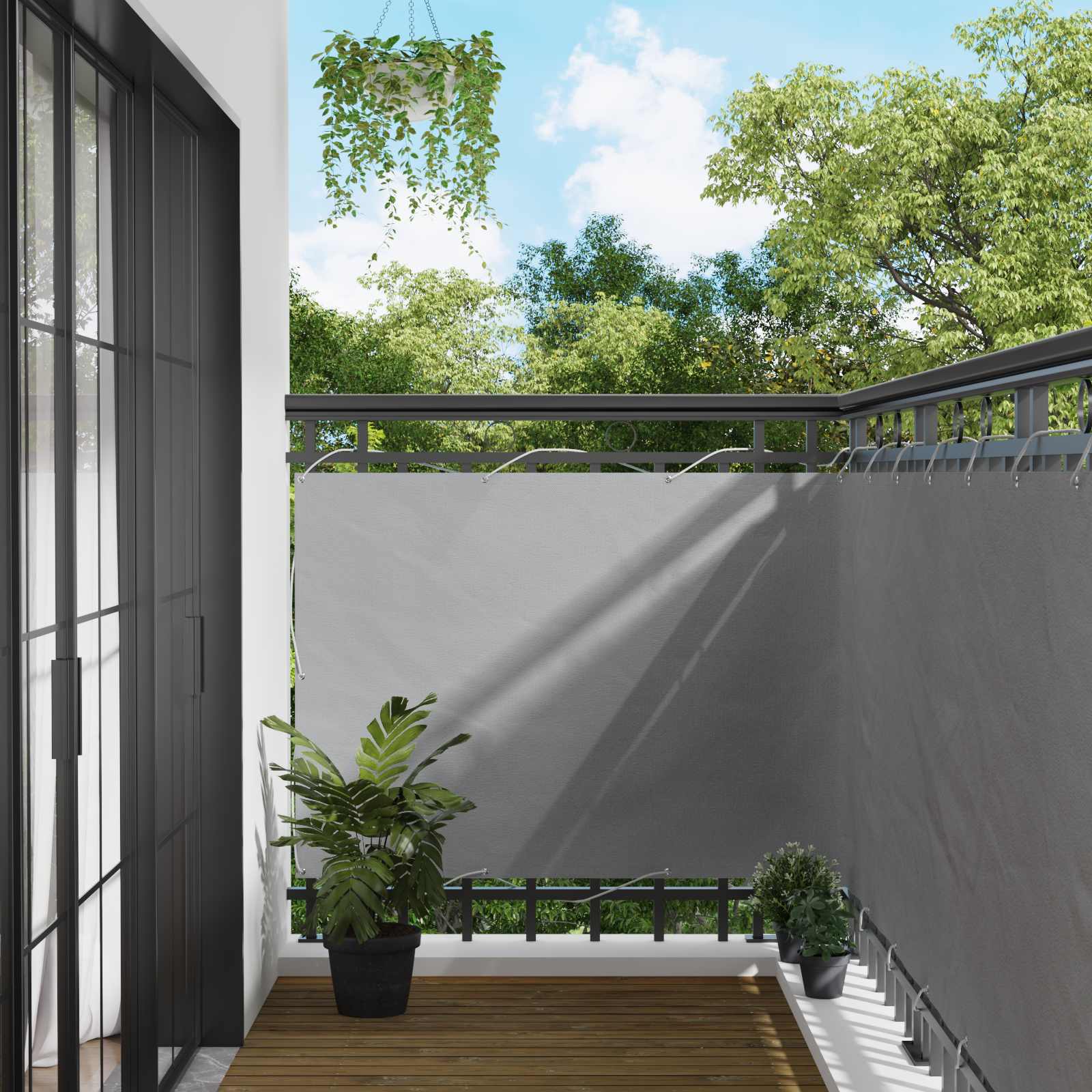 Balcony ekran 120 x 200 cm PU prekriveni oksford alu
